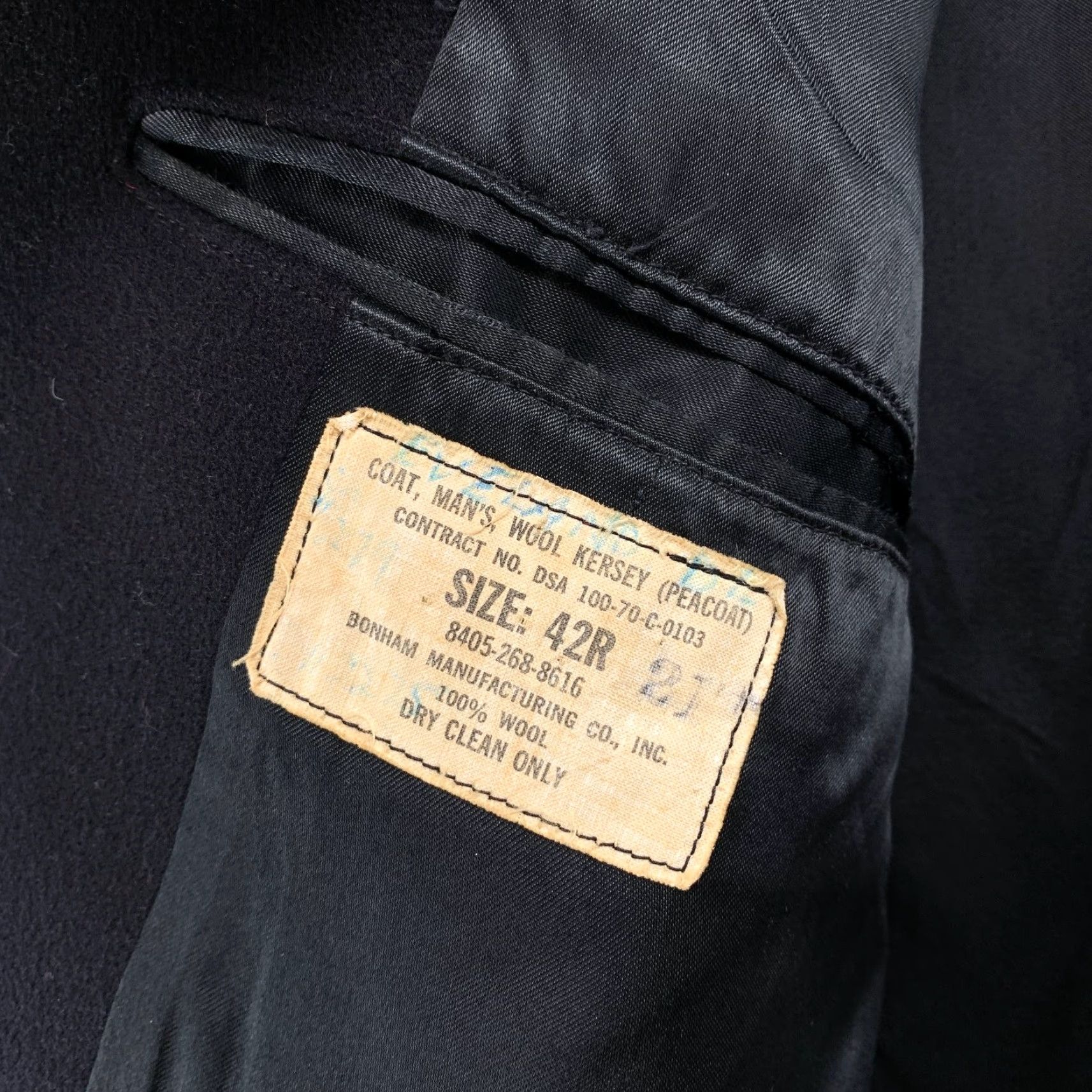 Doublet VINTAGE US Navy Peacoat Mens 42 Black Double Breasted Wool Coat Size US XS / EU 42 / 0 - 2 Thumbnail
