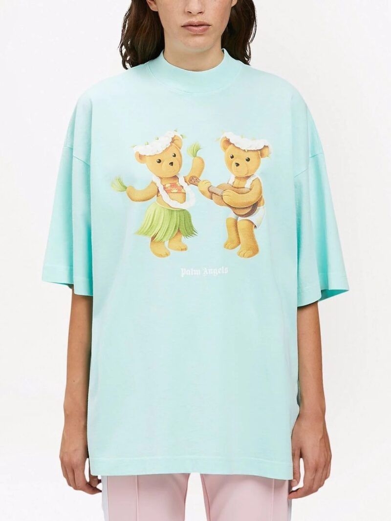 Palm Angels Turquoise Dancing Bears Logo Oversized T-Shirt Size US S / EU 44-46 / 1 - 2 Thumbnail