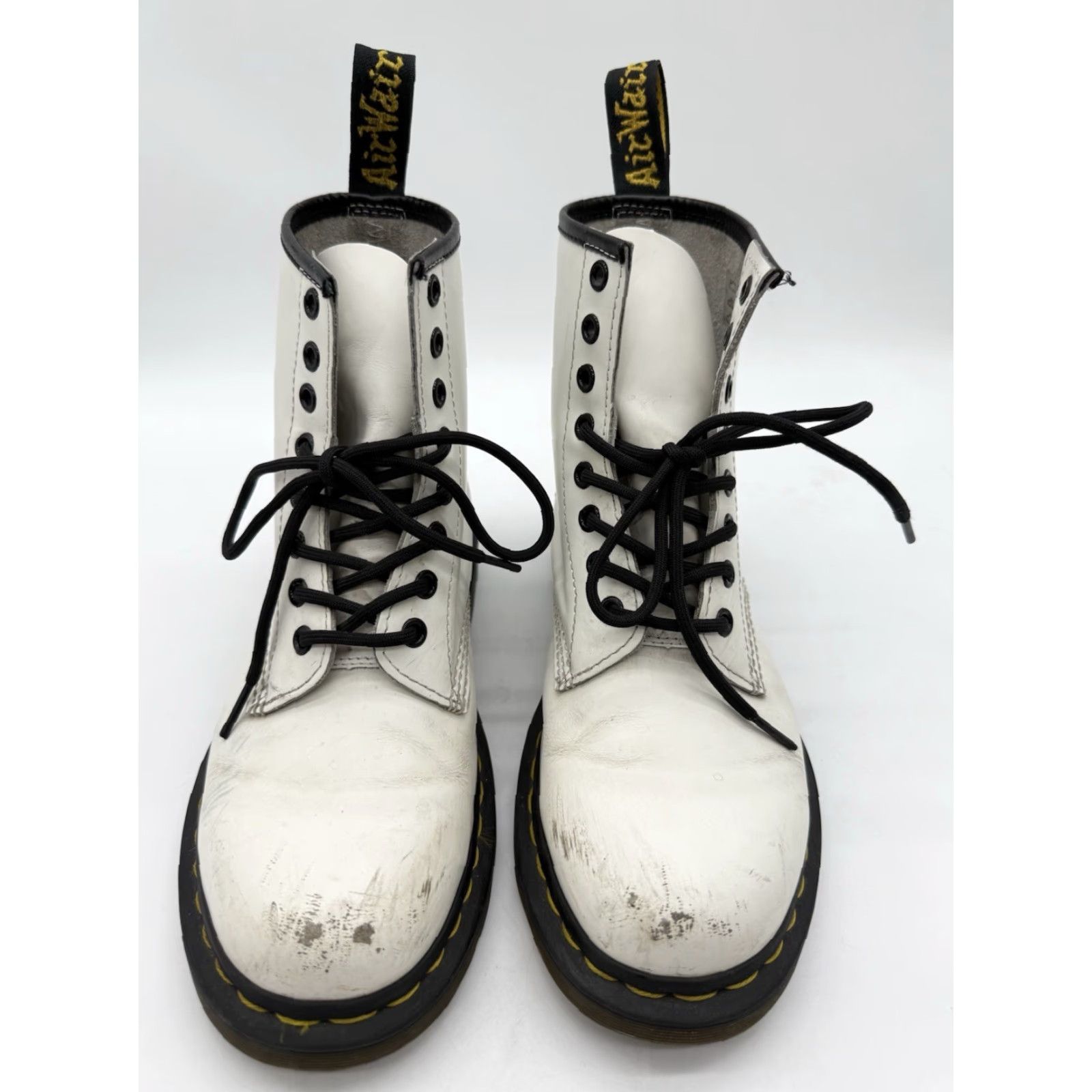 Dr. Martens VINTAGE Dr. Martens White Leather Lace-Up Boots Womens Sz 8 EU 39 Distressed Combat Leather Boots Women White 90s Style Mens? Size US 8 / IT 38 - 3 Thumbnail