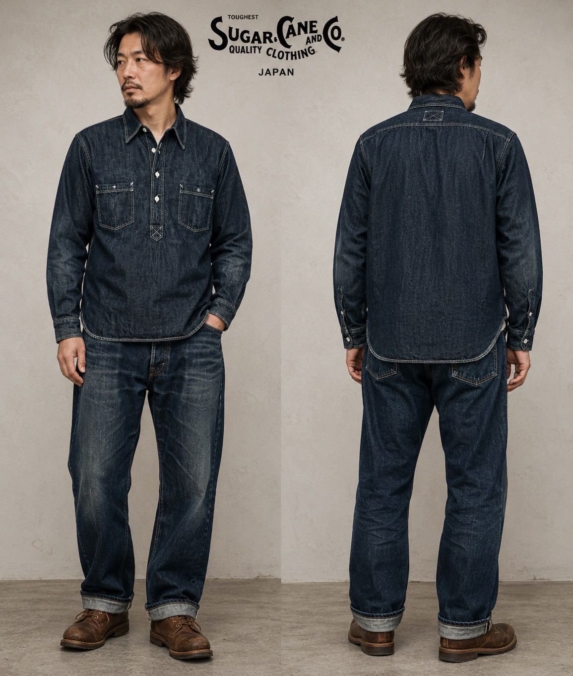 Japanese Brand Sugarcane Denim Shirt Military Army Style Japon Fabrique Size US L / EU 52-54 / 3 - 1 Thumbnail