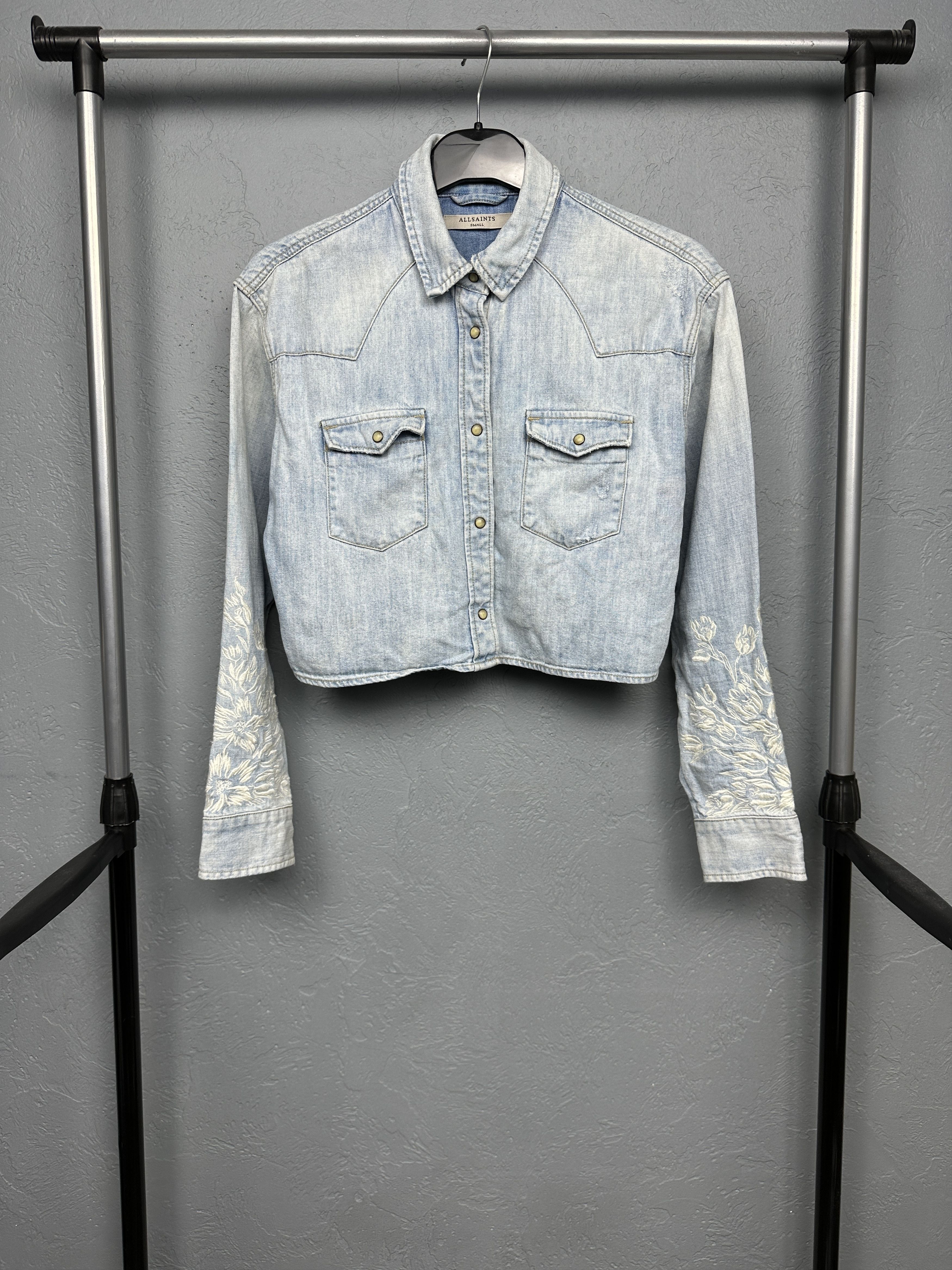 Allsaints Allsaints Womens Denim Jacket Flora Cannon Shirt Size S / US 4 / IT 40 - 1 Thumbnail