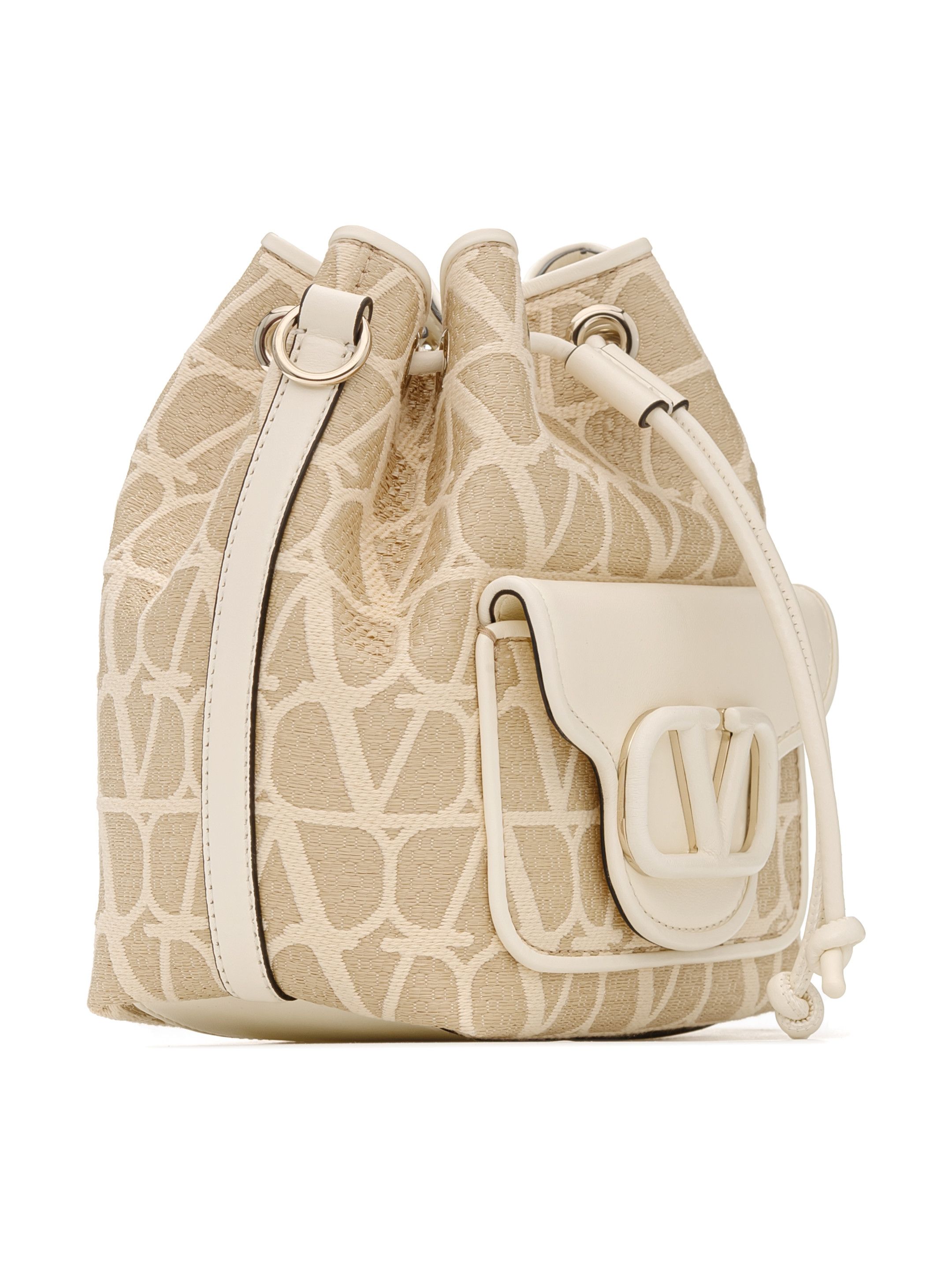 Valentino o1s22i1n0924 Size: OS / Toile Bucket Bag in Beige & Ivory Size ONE SIZE - 2 Thumbnail