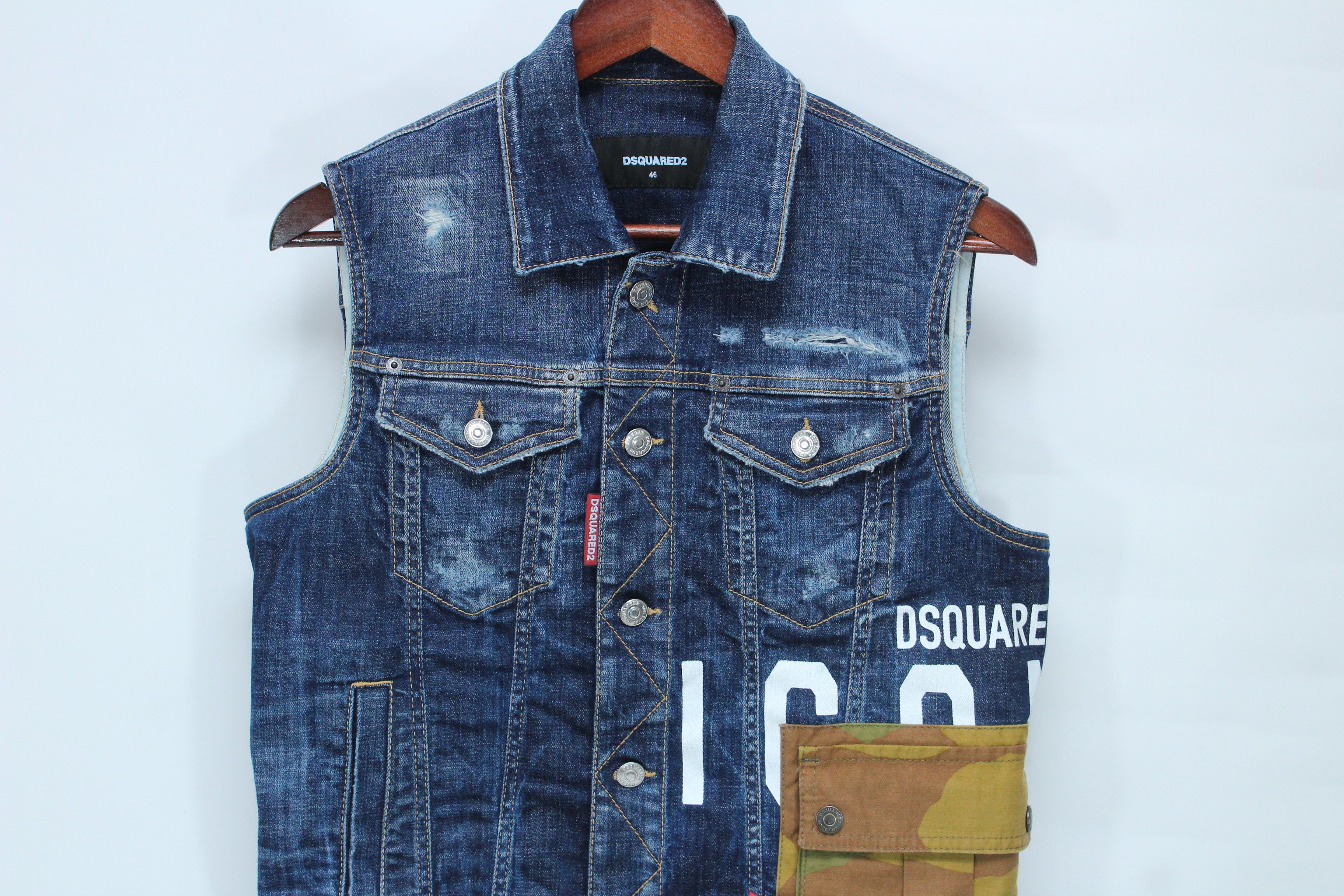 Dsquared2 Dsquared2 ICON Distressed Denim Vest Cargo Pocket IT 46 / S Size US S / EU 44-46 / 1 - 2 Thumbnail