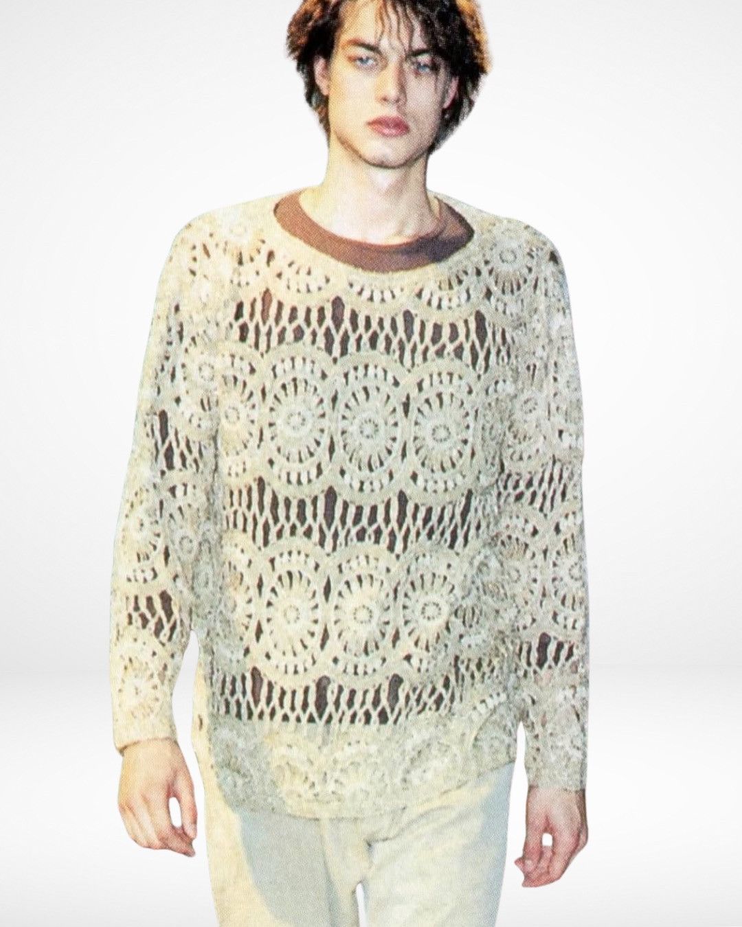 Yoshiyuki Konishi Ficce Uomo SS98 Hand Knit Sandworm Sweater Size US L / EU 52-54 / 3 - 3 Thumbnail