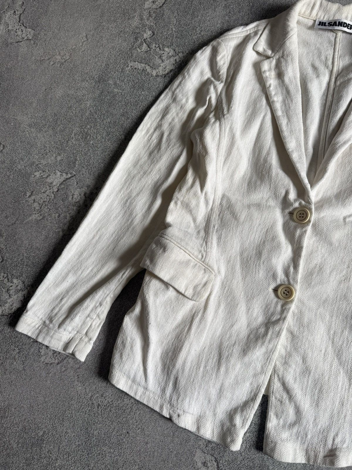 Designer Jil Sander 36 linen button up vintage blazer jacket retro Size S / US 4 / IT 40 - 9 Thumbnail