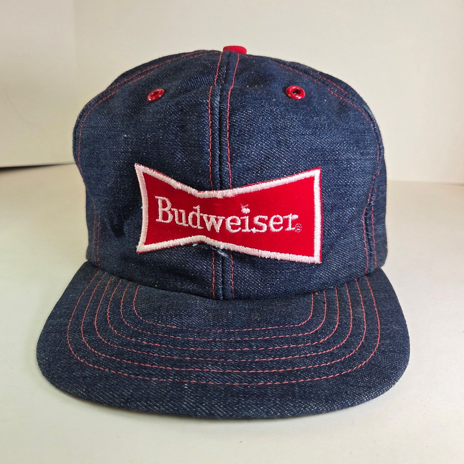 Budweiser Budweiser Denim Snapback Hat 80s USA Made Vintage Size ONE SIZE - 1 Thumbnail