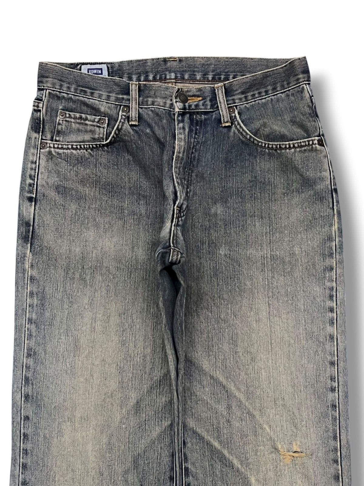 Edwin Vintage Exwin 403 Japan - Faded Mud Wash, Distressed Jeans Size US 31 - 4 Thumbnail