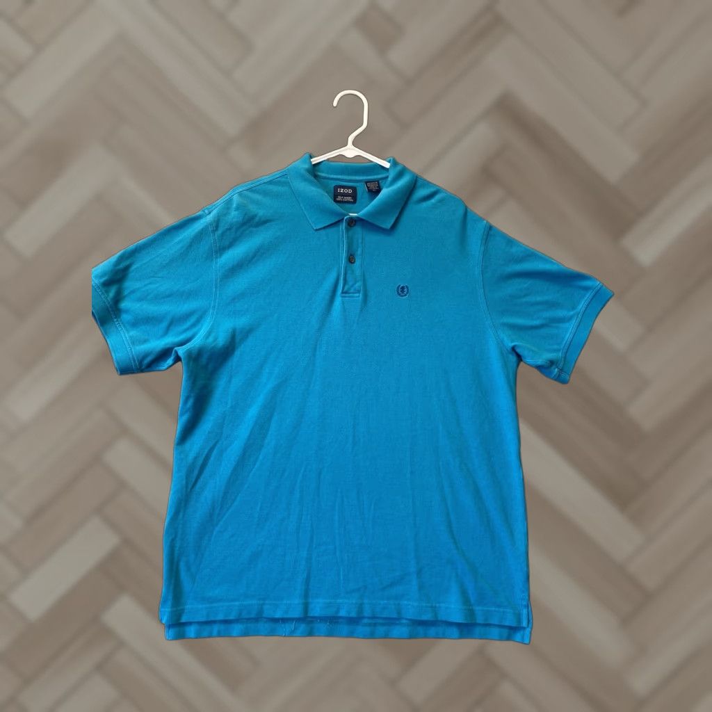 Izod IZOD Polo Shirt Men Large Blue Short Sleeve Rugby XL aqua/ 95-10 Size US XL / EU 56 / 4 - 1 Thumbnail