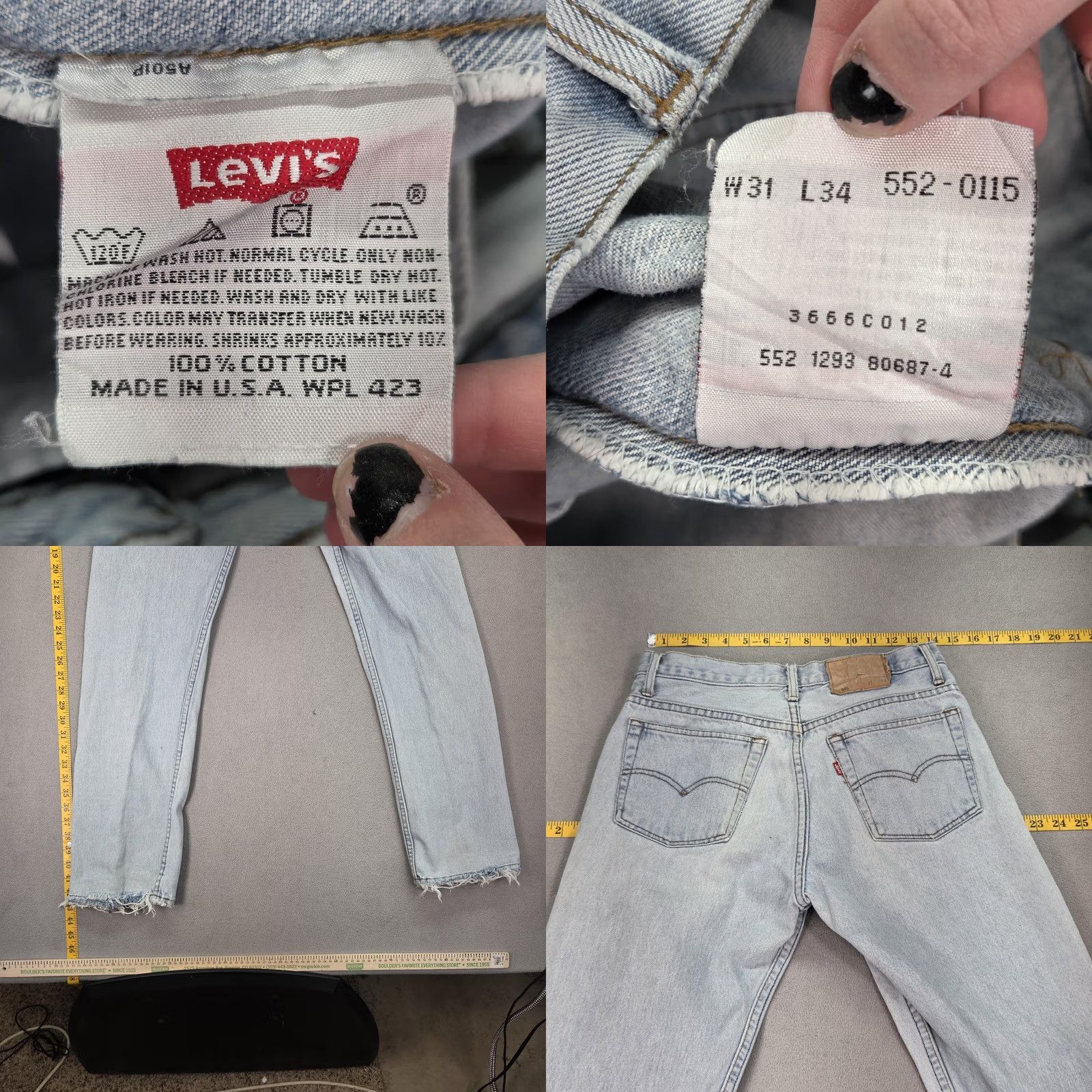 Levi's VINTAGE Levi's 501 Jeans Mens Light Wash Button Fly USA 28x31 Stains 90s Fits 31 Inseam Size US 31 - 8 Thumbnail