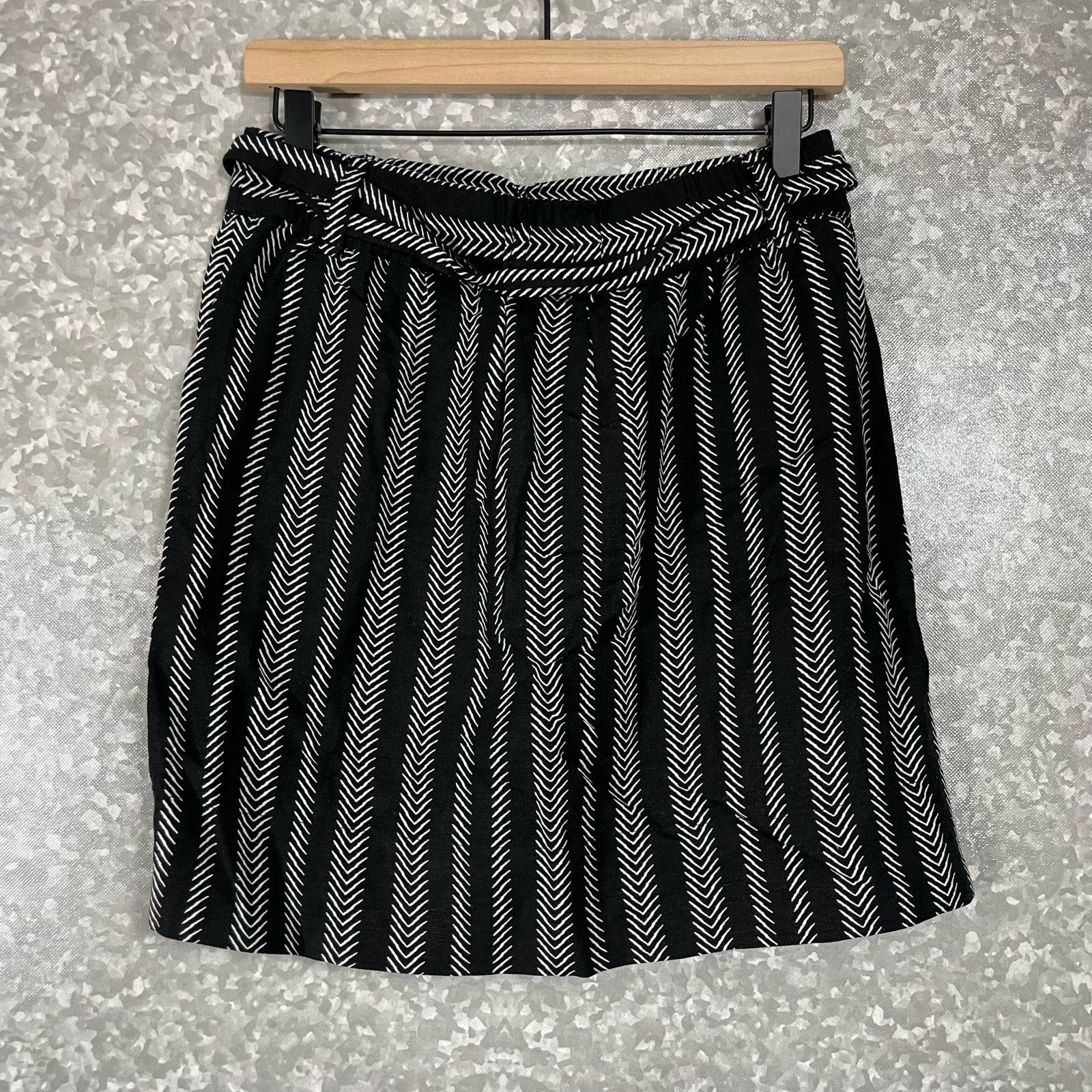 Loft Ann Taylor LOFT Black & White Linen Blend A-Line Skirt Size 28" / US 6 / IT 42 - 7 Thumbnail
