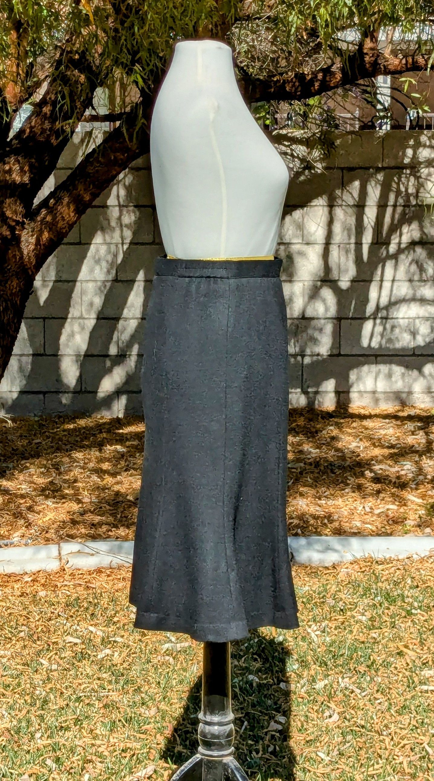 Vintage More Mind Flat Black Silver Single Beads Wool Maxi Skirt Size 30" / US 8 / IT 44 - 2 Thumbnail