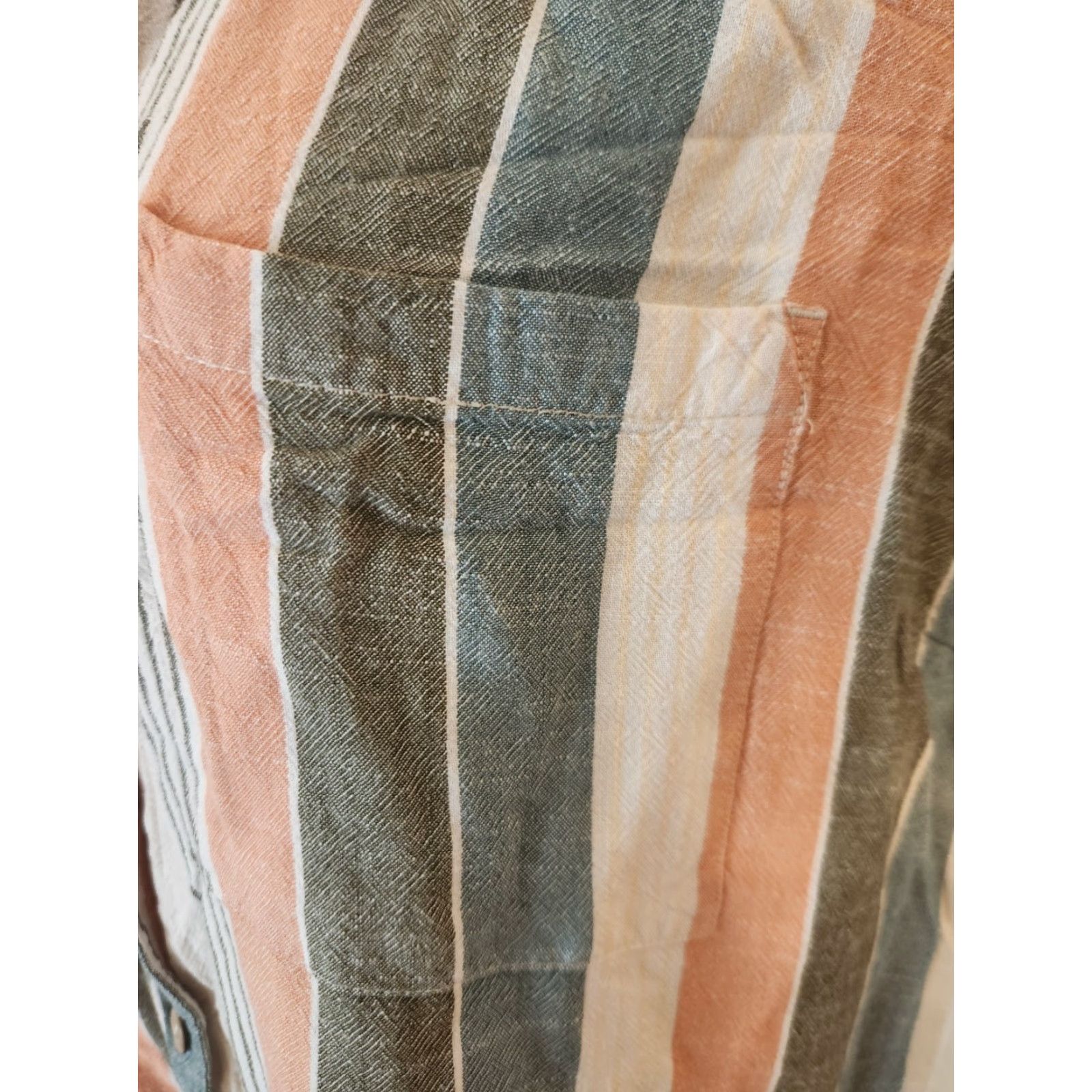 Vintage VINTAGE? Sonoma Orange Green Beige Stripe Short Sleeve Camp Shirt 3X Plus Size XXL / US 16-18 / IT 52-54 - 3 Thumbnail