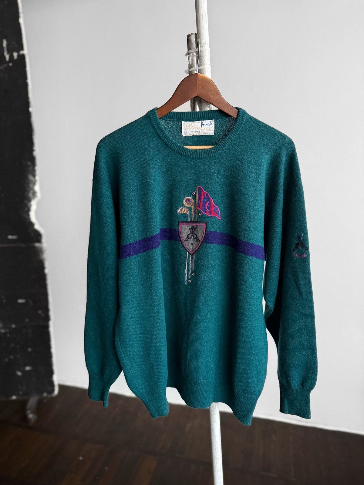 Pringle Of Scotland Pringle of Scotland Mens Vintage Green Wool Golf Sweater Size US XL / EU 56 / 4 - 1 Thumbnail