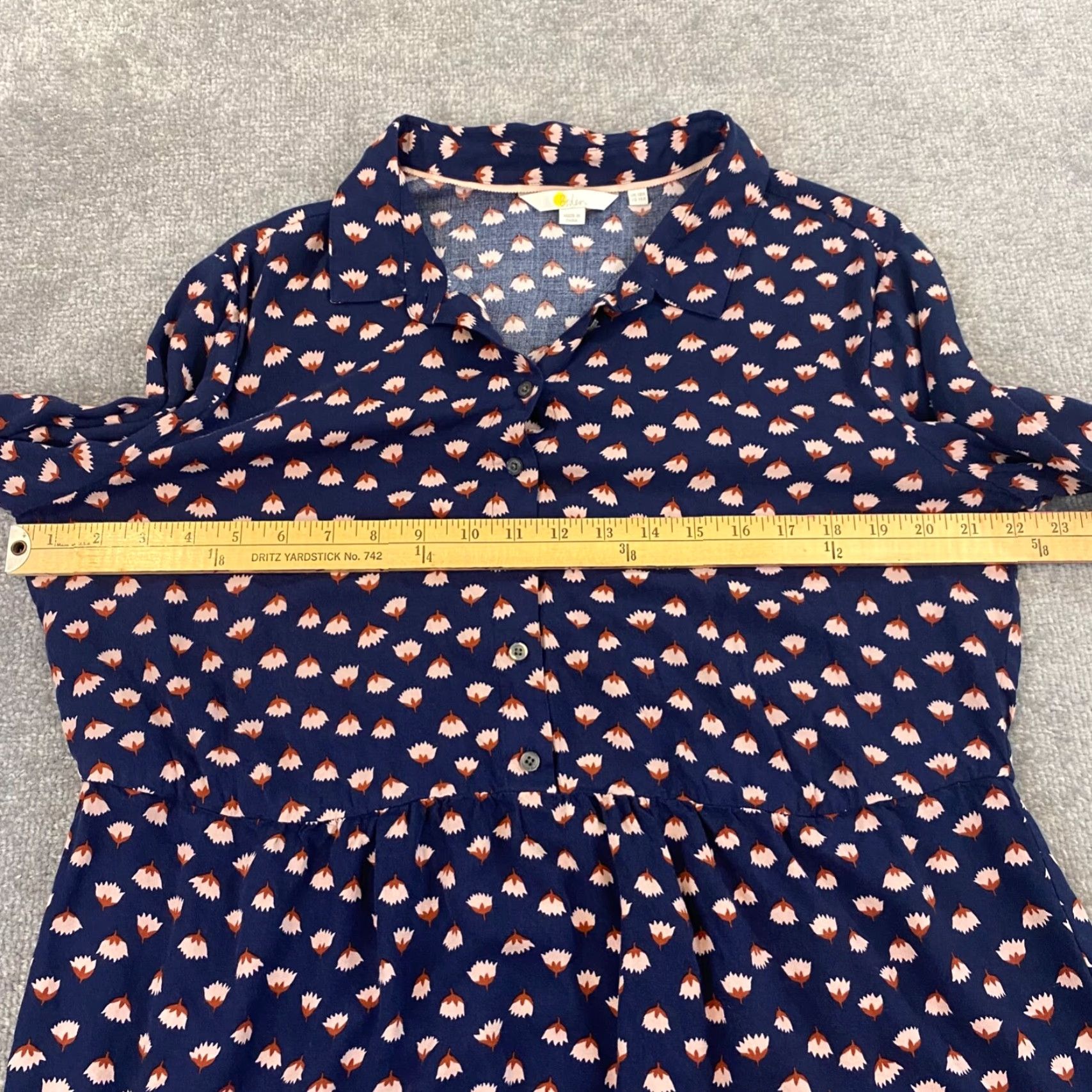 Boden Boden Mini Dress Womens US 14R Navy Blue Floral Long Sleeve Viscose Button Short Size XL / US 12-14 / IT 48-50 - 5 Thumbnail