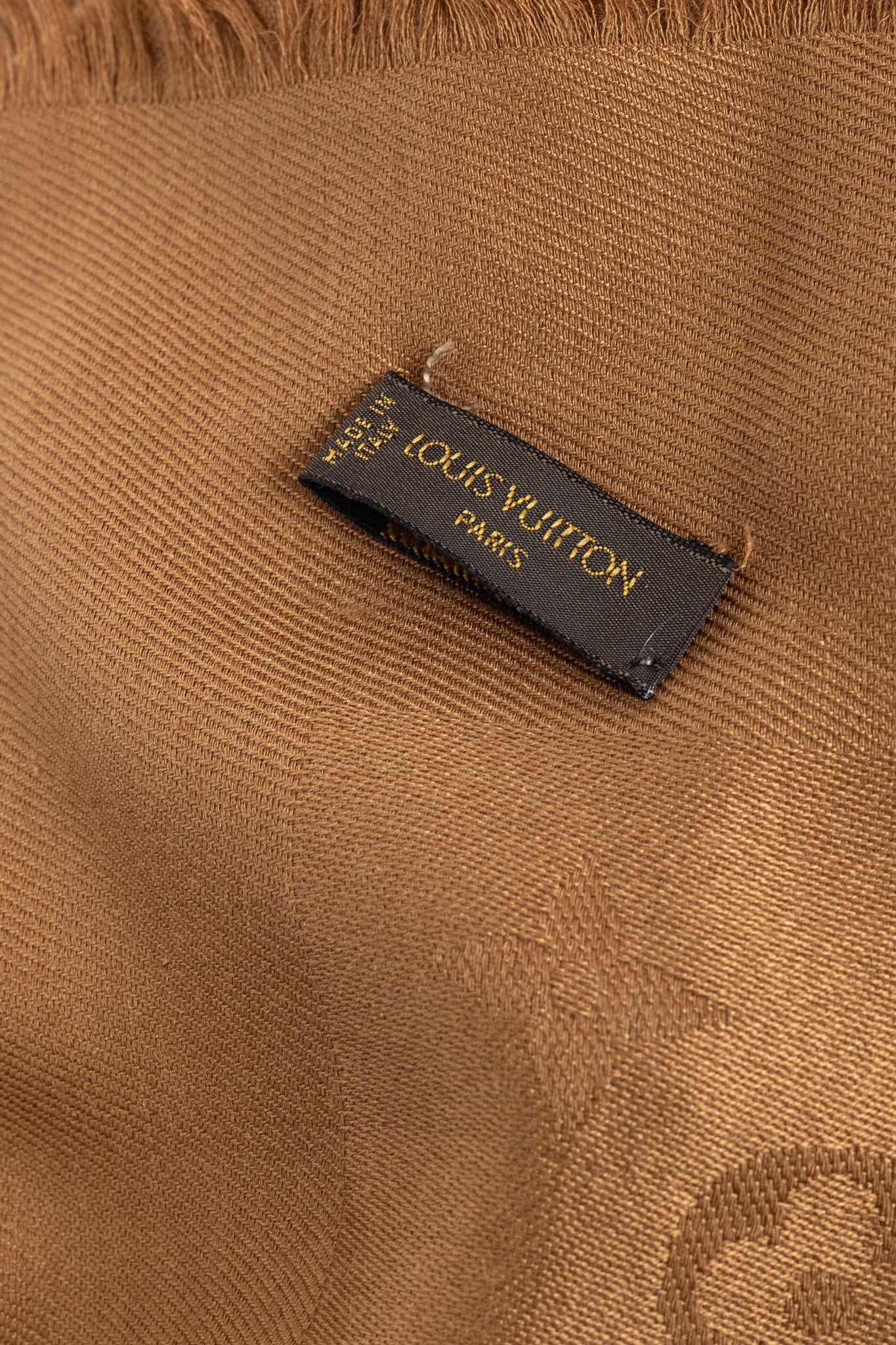 Louis Vuitton Louis Vuitton Camel Silk & Wool Monogram Fringe Shawl Size ONE SIZE - 3 Thumbnail