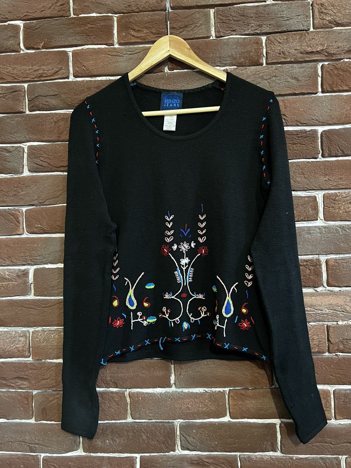 Kenzo Rare Vintage Kenzo Jeans Floral Knit Sweatshirt Womens Mediu Size M / US 6-8 / IT 42-44 - 1 Thumbnail