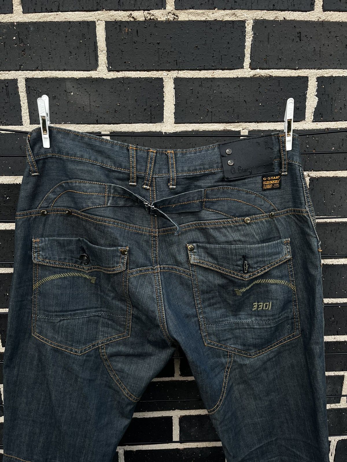 G Star Raw Originals 3301 Embroidered Straight Leg Jeans