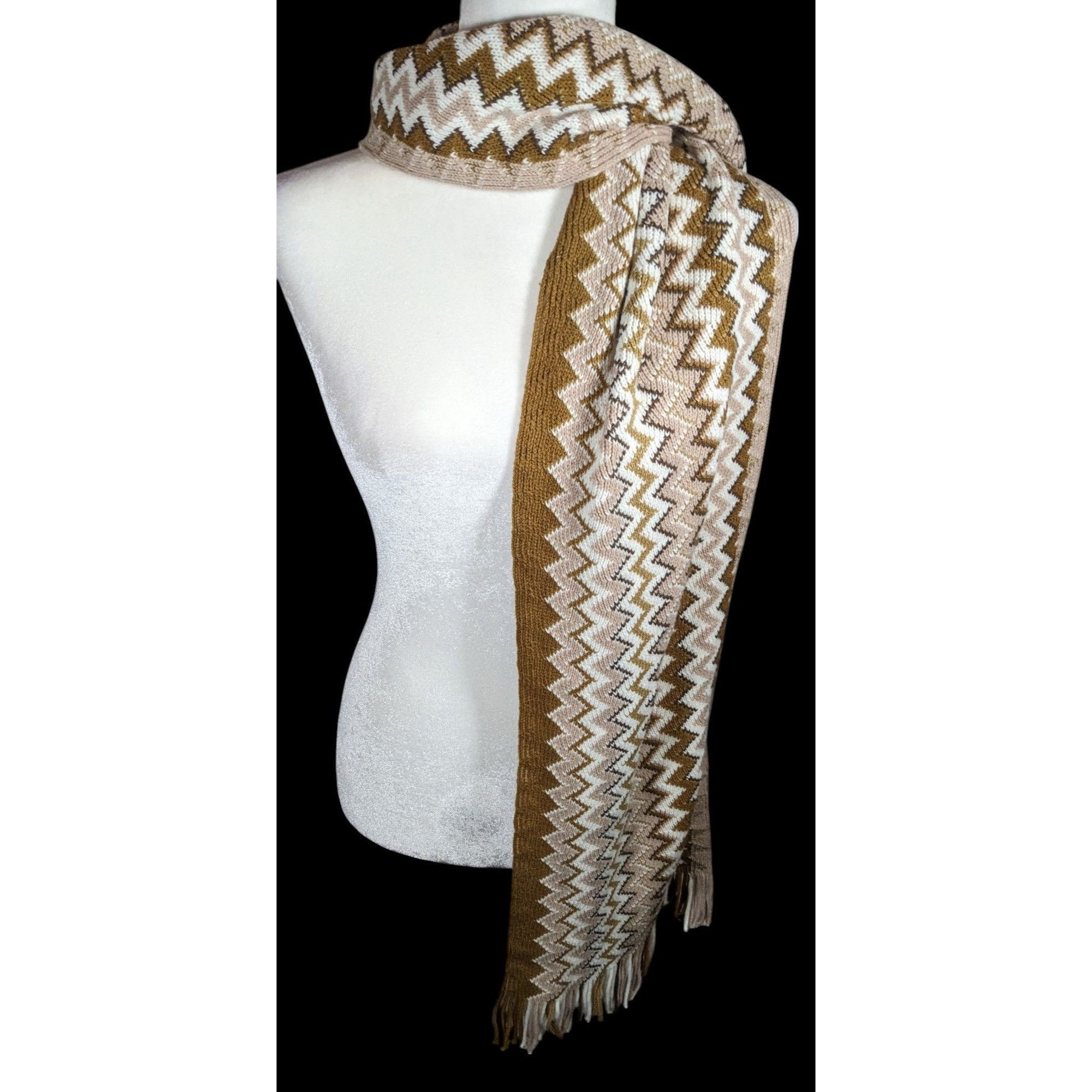 Other Accessory Network Tusk Combo Brown And Tan Zigzag Scarf Size ONE SIZE - 4 Thumbnail