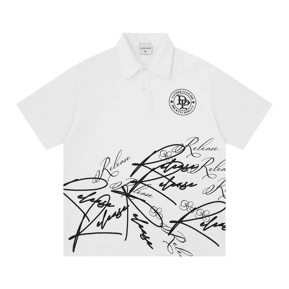 Japanese Brand Men's Vibe Hip Hop Graffiti Print Short-Sleeve Polo Shirt Size US M / EU 48-50 / 2 - 1 Thumbnail
