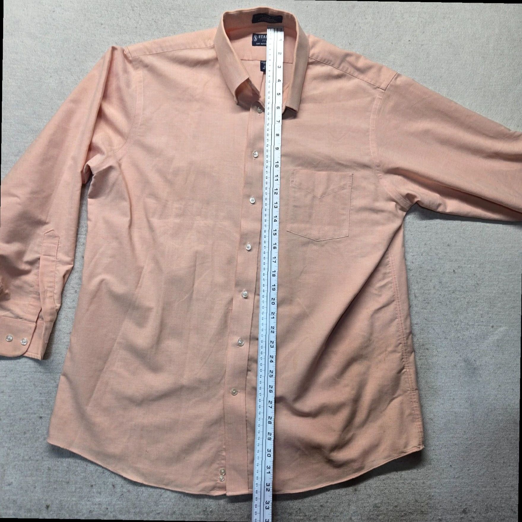 Stafford Stafford Button Up Shirt Short Sleeve Pink Adult Men's 17 Size US XL / EU 56 / 4 - 6 Thumbnail