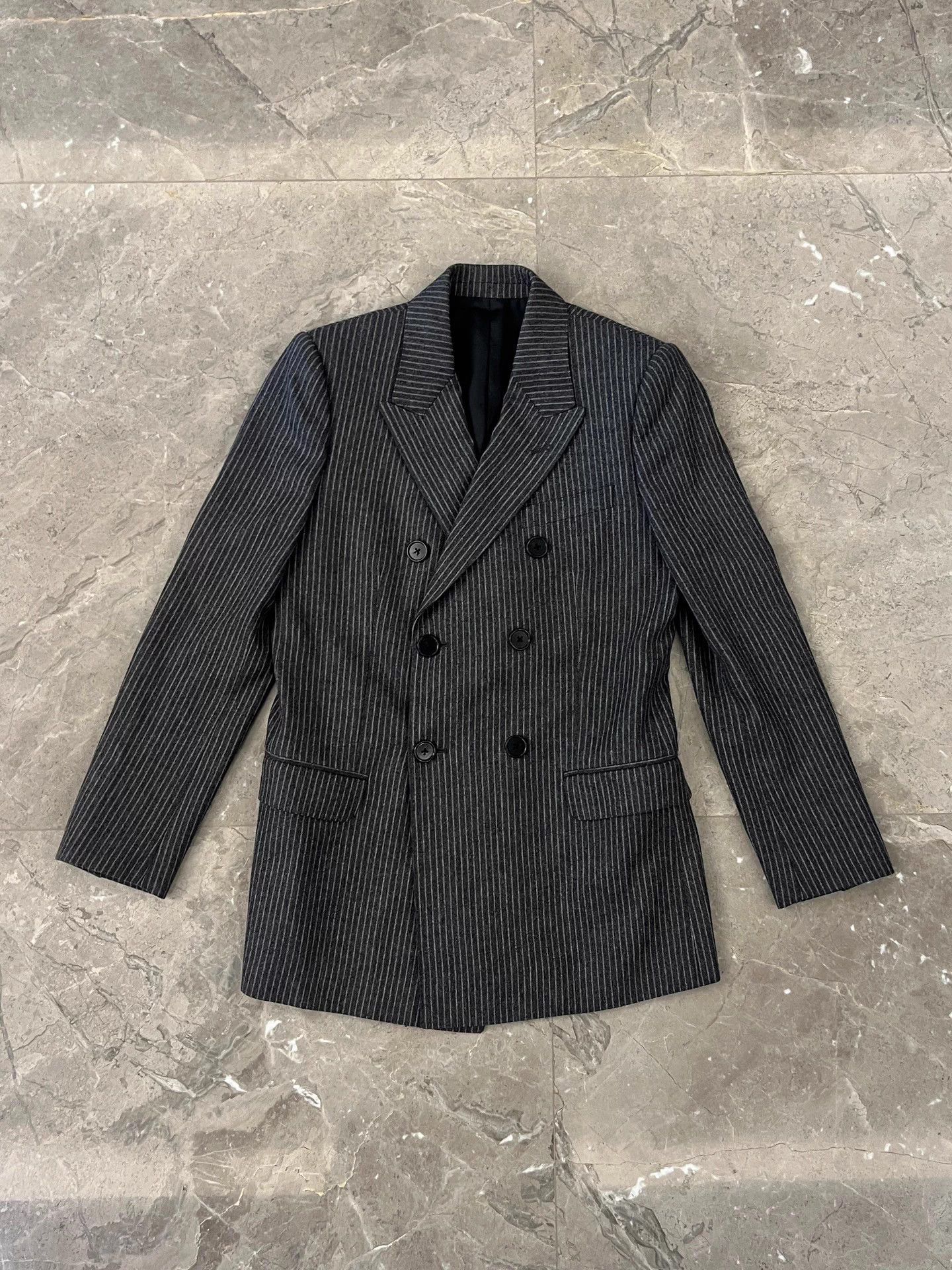 Celine Celine Hedi Slimane 22SS Gray Stripe Wool Blazer Size 36 Size XS / US 0-2 / IT 36-38 - 2 Thumbnail