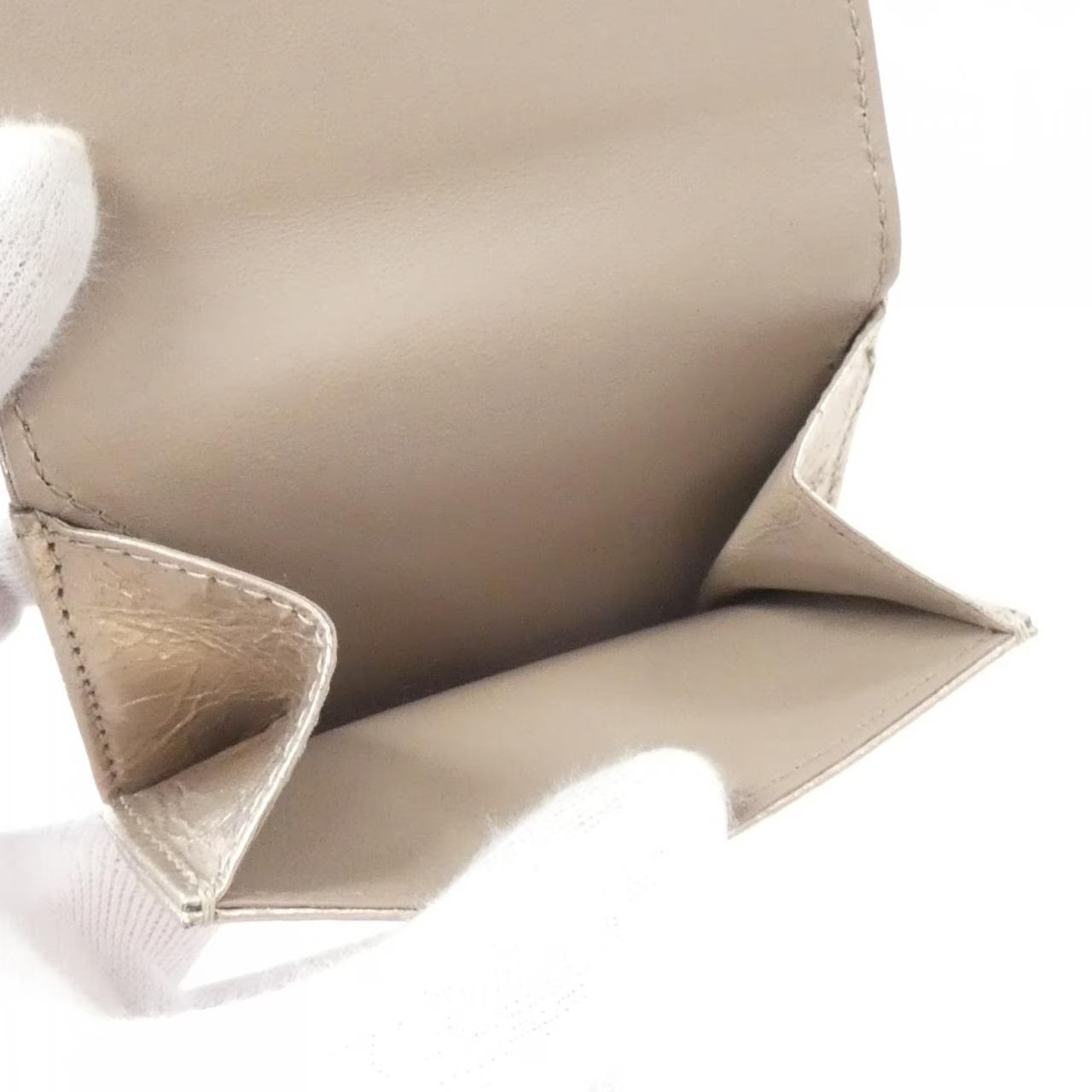 Balenciaga o1srvl11e1124 Size: OS / Monaco Mini Wallet Metallized Beige Size ONE SIZE - 5 Thumbnail
