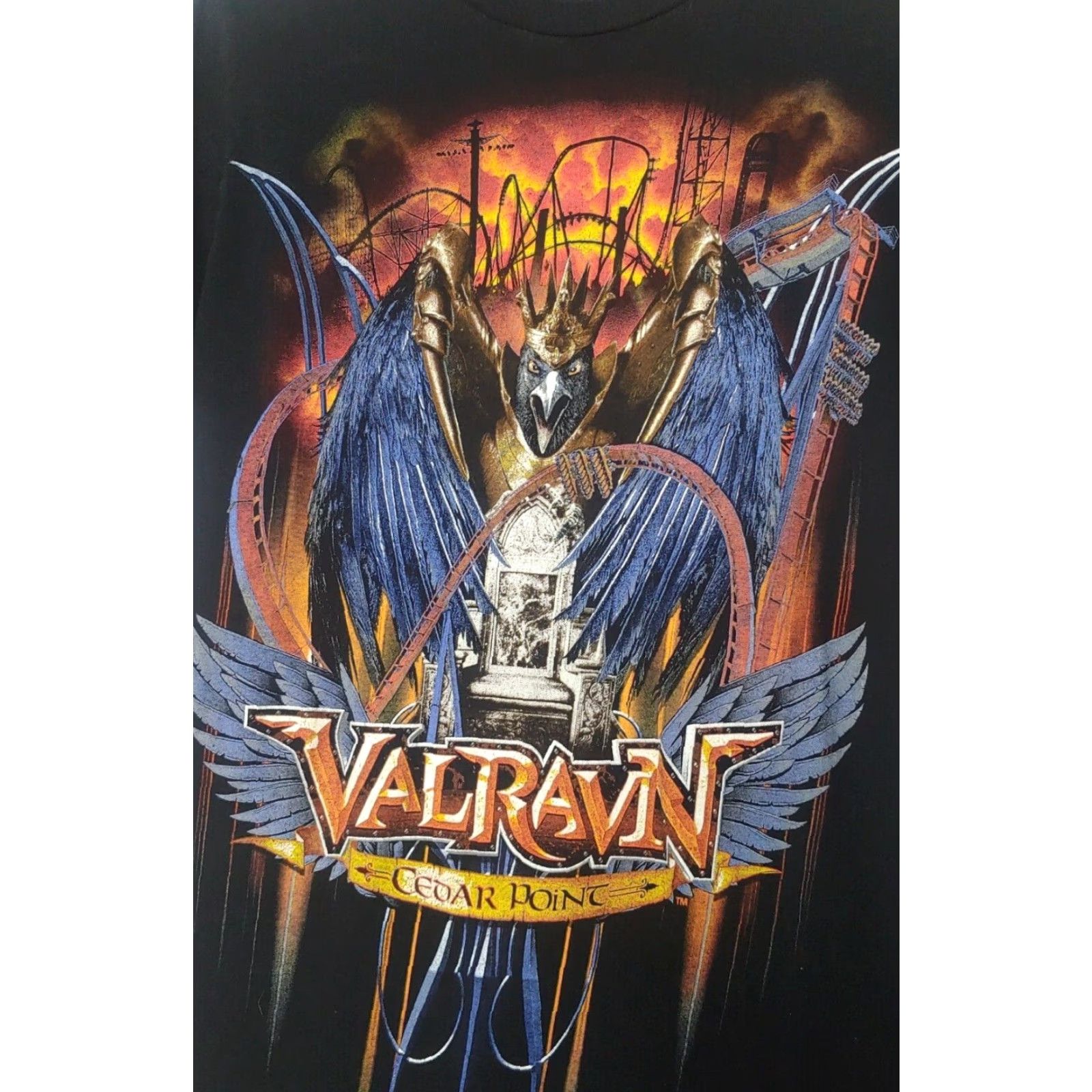 Vintage Cedar Point Shirt Women Small Black Short Sleeve Round Neck T-Shirt Slim Fit 100% Cotton Valley Falravn Roller Coaster Theme Park Size S / US 4 / IT 40 - 2 Thumbnail