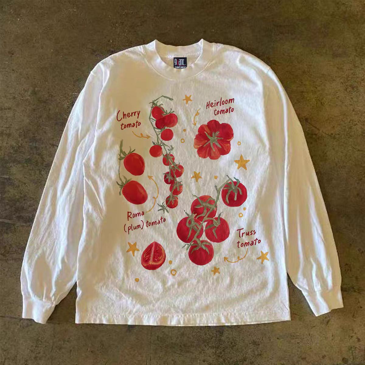 Japanese Brand White washed vintage tomato print long-sleeved t-shirt Size US M / EU 48-50 / 2 - 1 Thumbnail