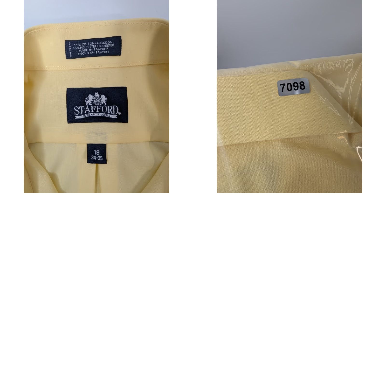 Stafford Stafford Yellow Button-Up Shirt Mens 18 34-35 Long Sleeve Wrinkle Free Casual Everyday Shirt Size US XXL / EU 58 / 5 - 8 Thumbnail
