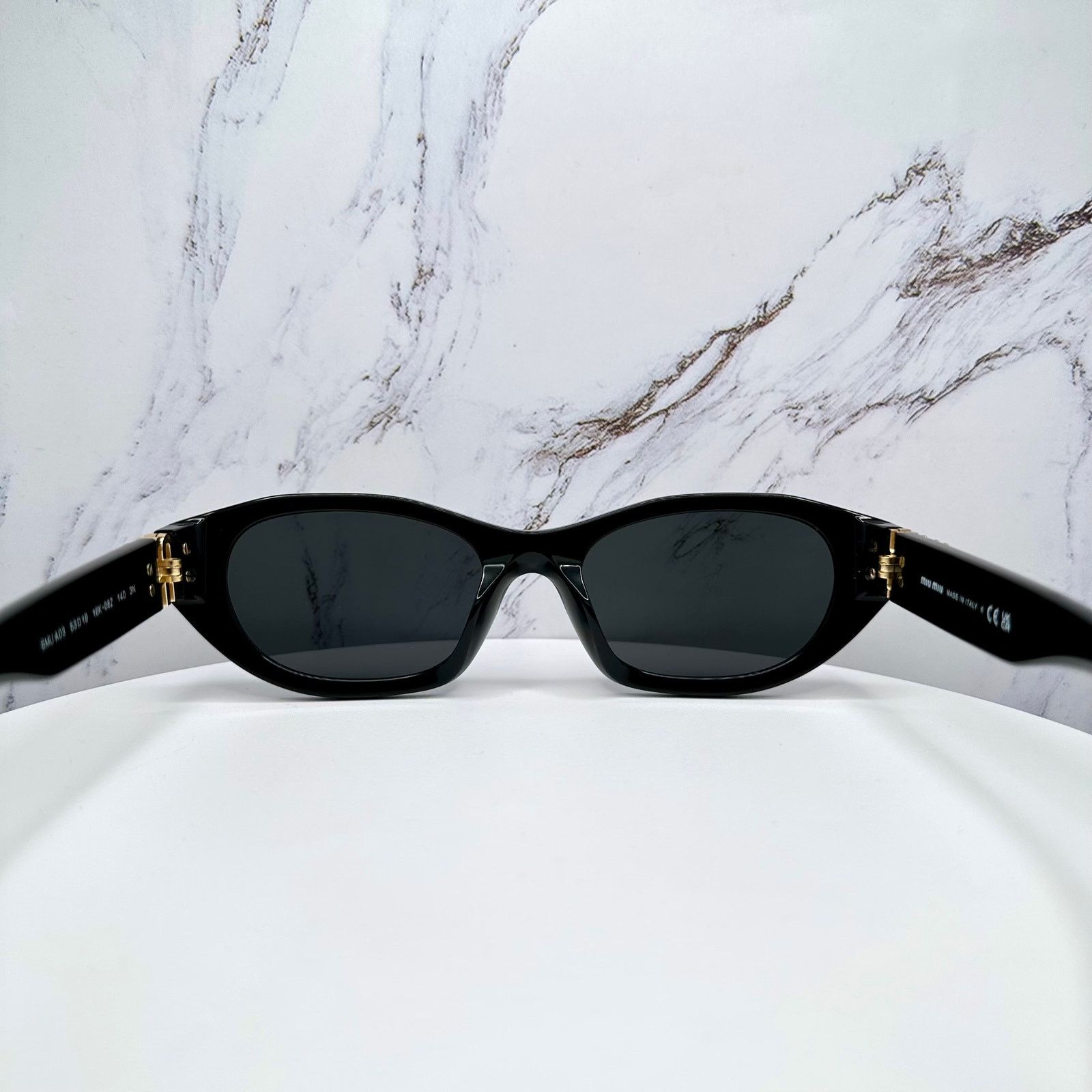 Miu Miu NEW MIU MIU Sunglasses Black Gold Rectangle Cat Eye Size ONE SIZE - 13 Thumbnail