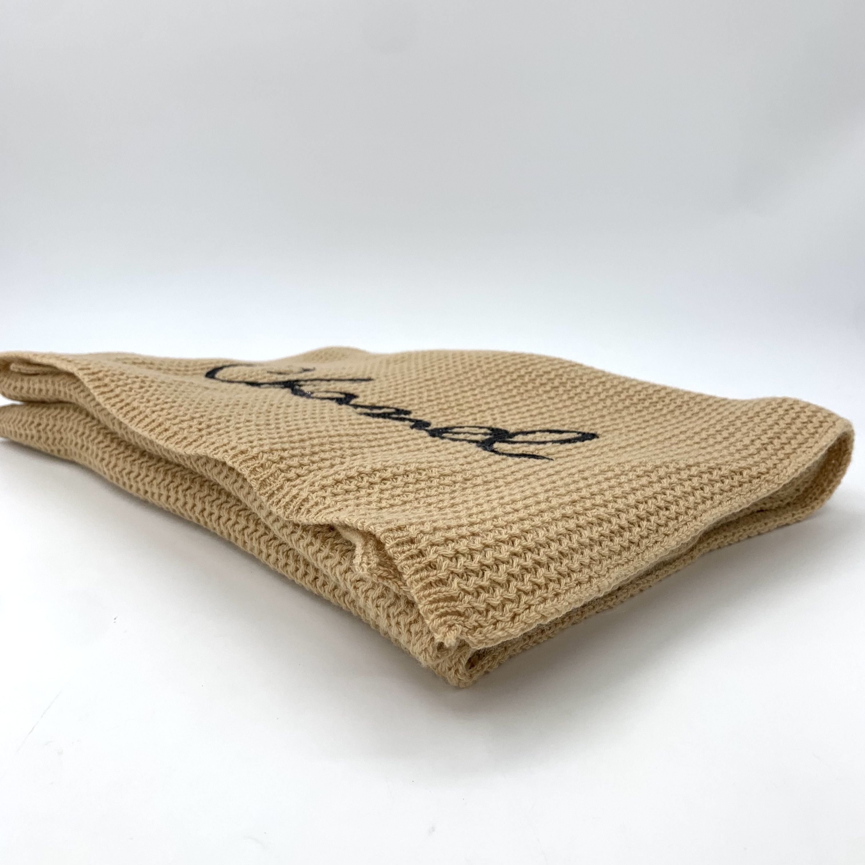 Chanel Chanel Logo Brown Cashmere Knit Scarf 200x35cm Size ONE SIZE - 9 Thumbnail