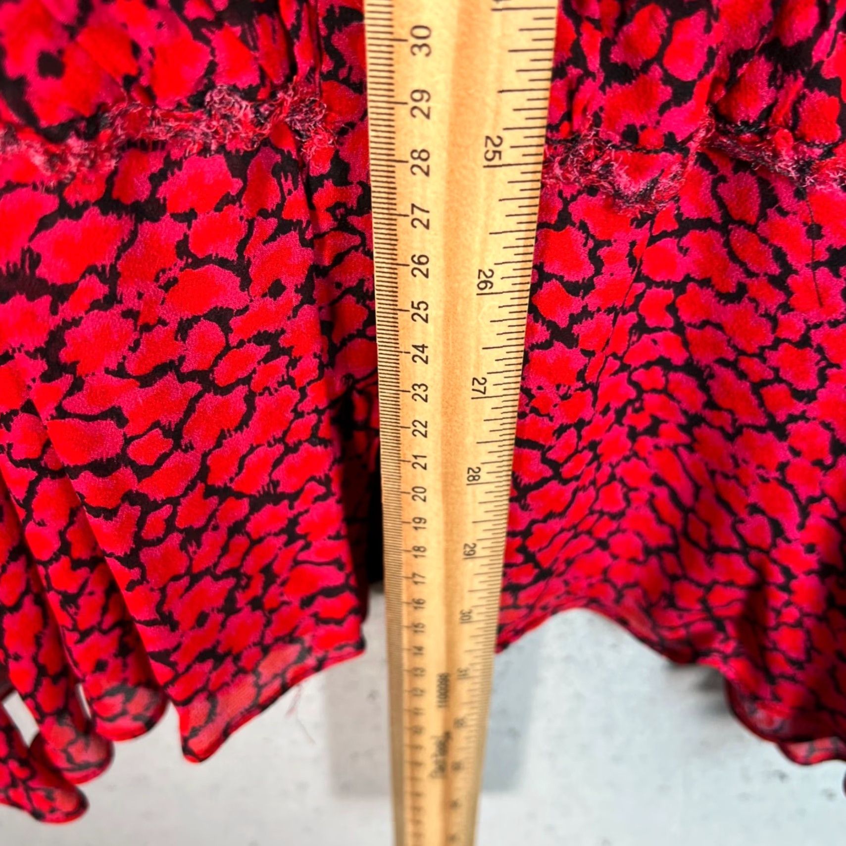 Karina Grimaldi KARINA GRIMALDI Red Animal Print Mini Dress Womens XS Long Sleeve Ruffle Hem Size XS / US 0-2 / IT 36-38 - 6 Thumbnail