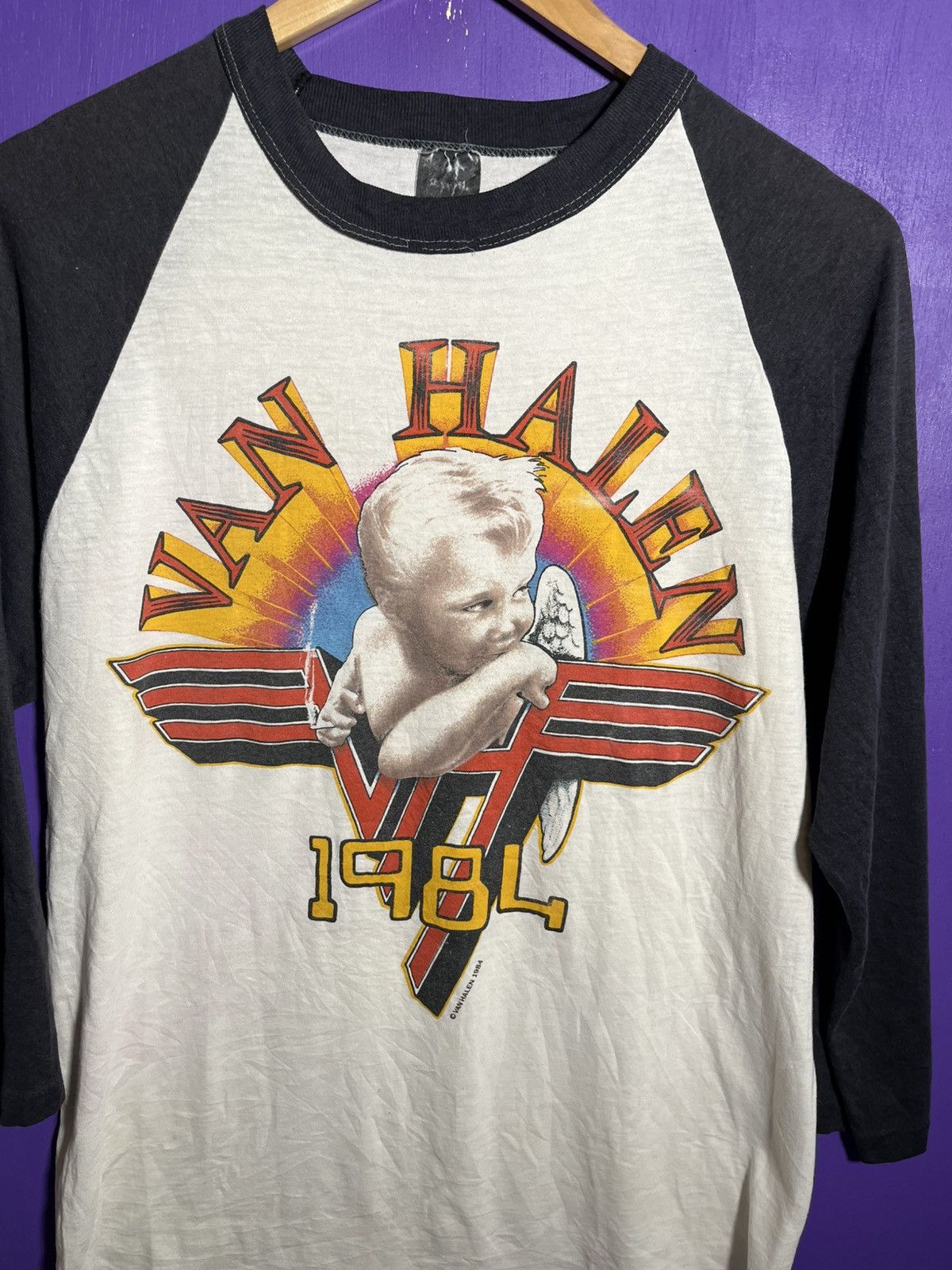 Band Tees × Vintage Vintage 1984 Van Halen Angel baby raglan tour tee Size US M / EU 48-50 / 2 - 3 Thumbnail