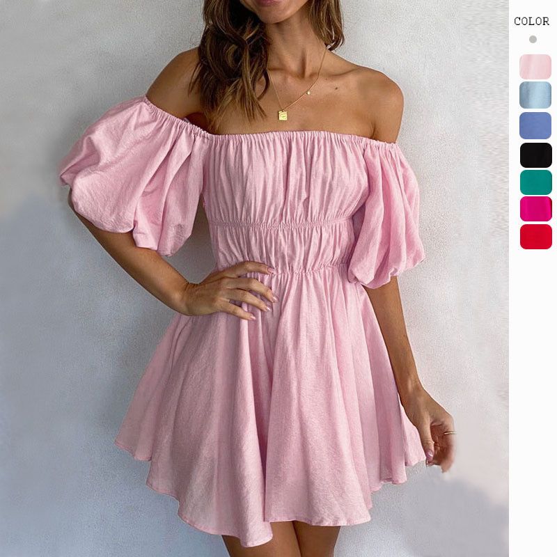 image of Vintage Sexy One-Shoulder Short Dress in Pink, Women's (Size Medium)