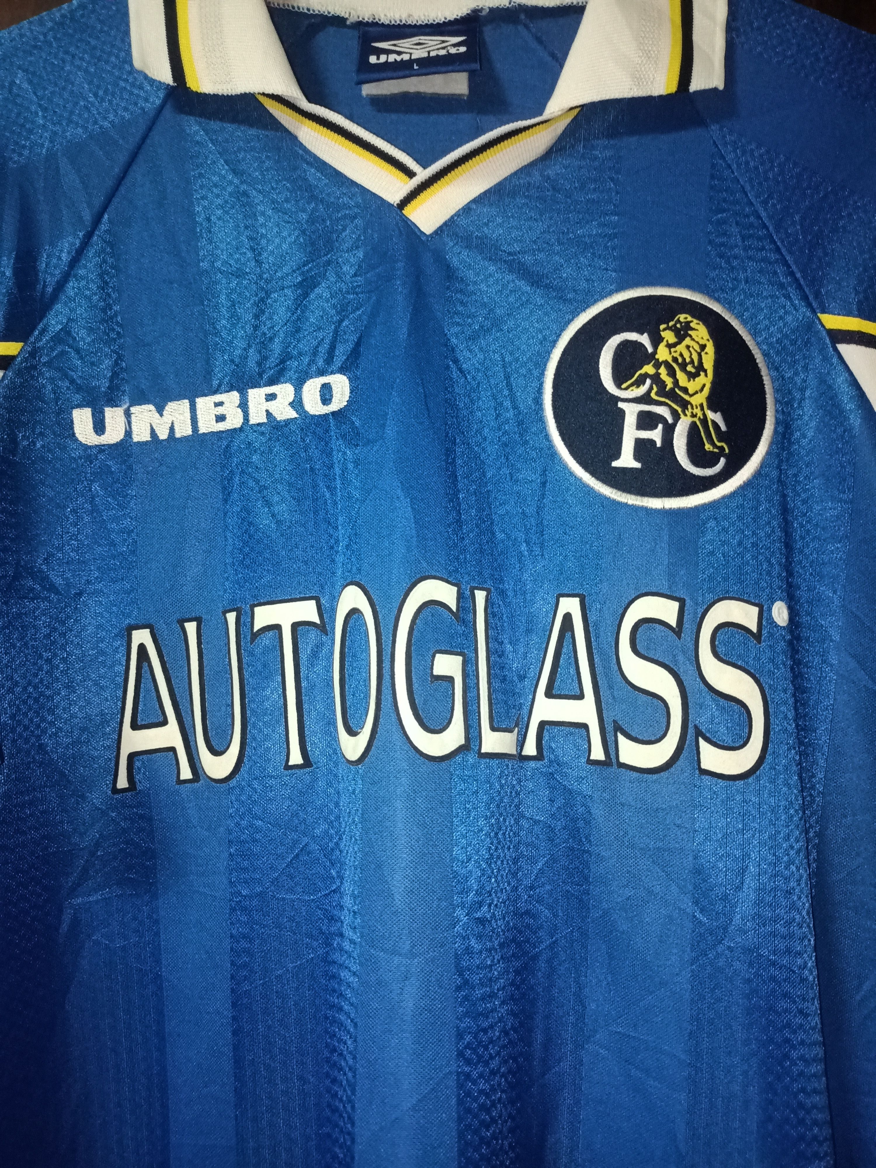 Chelsea Soccer × Vintage Vintage Umbro 97/98 Home Kit Chelsea Jersey by "AUTO GLASS" Size US L / EU 52-54 / 3 - 2 Thumbnail