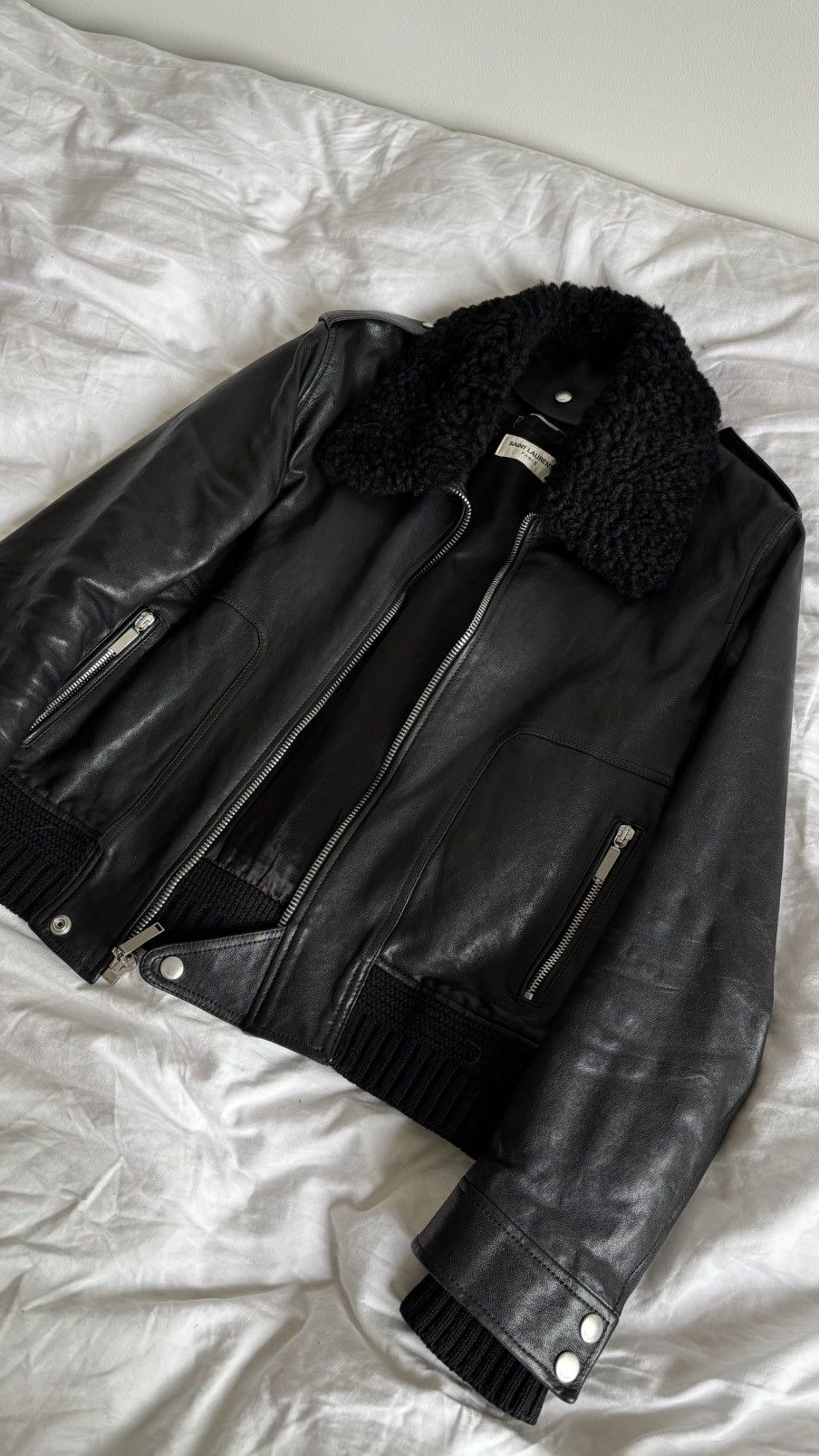 Hedi Slimane × Saint Laurent Paris Saint Laurent Aviator leather jacket w/ fur collar Size US M / EU 48-50 / 2 - 1 Thumbnail