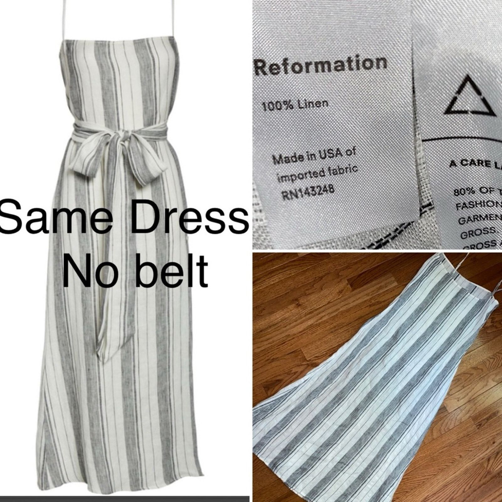 Reformation Reformation $218 “Pineapple' Striped Linen Dress NO BELT XS Size XS / US 0-2 / IT 36-38 - 14 Thumbnail