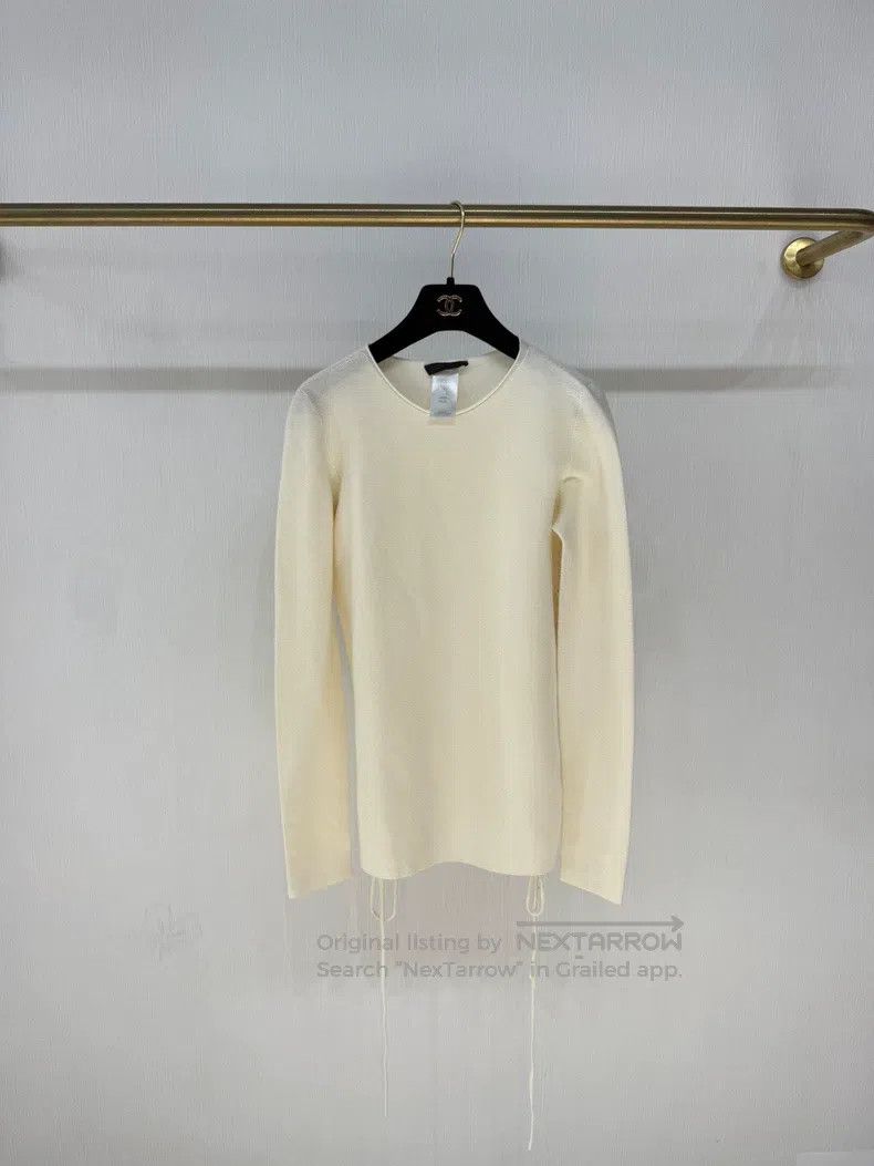 The Row White Wool Knit Top with Belt Decorations