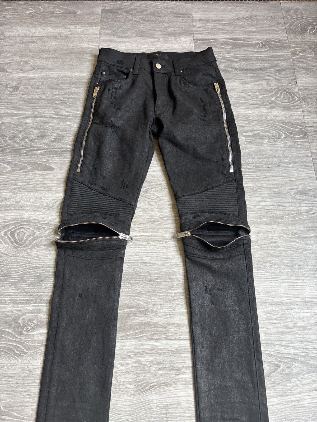 Amiri Amiri MX2 Black Waxed Biker Jean Size US 29 - 4 Thumbnail