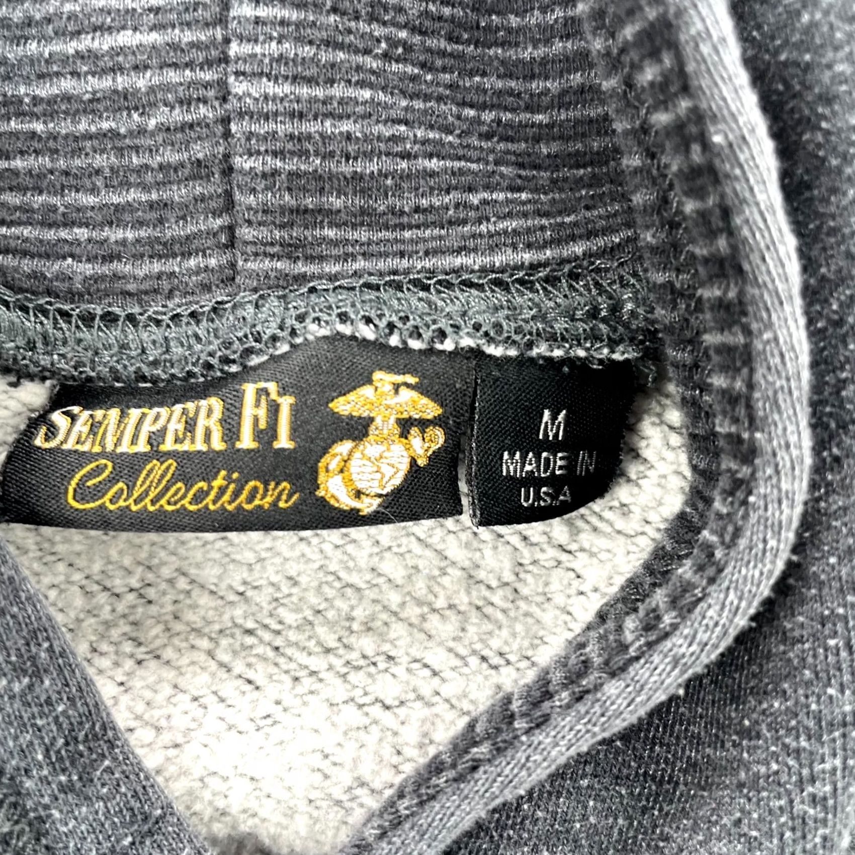 Vintage VINTAGE Semper Fi Hoodie Mens M Gray USA USMC Pullover Hooded Fleece Lined Logo Graphic Print Collegiate Patriotic 90s Marines Size US M / EU 48-50 / 2 - 5 Thumbnail