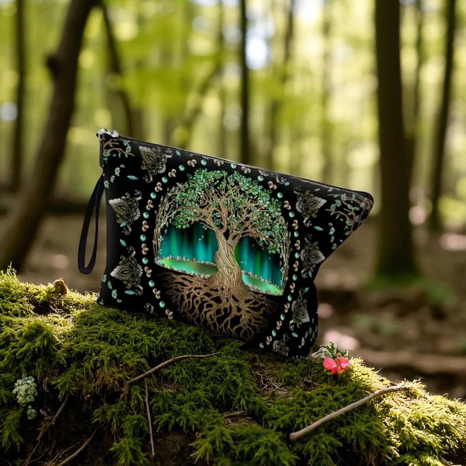 Other Tree of Life Cosmetic Bag Mystical Green Celestial Organizer Size ONE SIZE - 8 Thumbnail