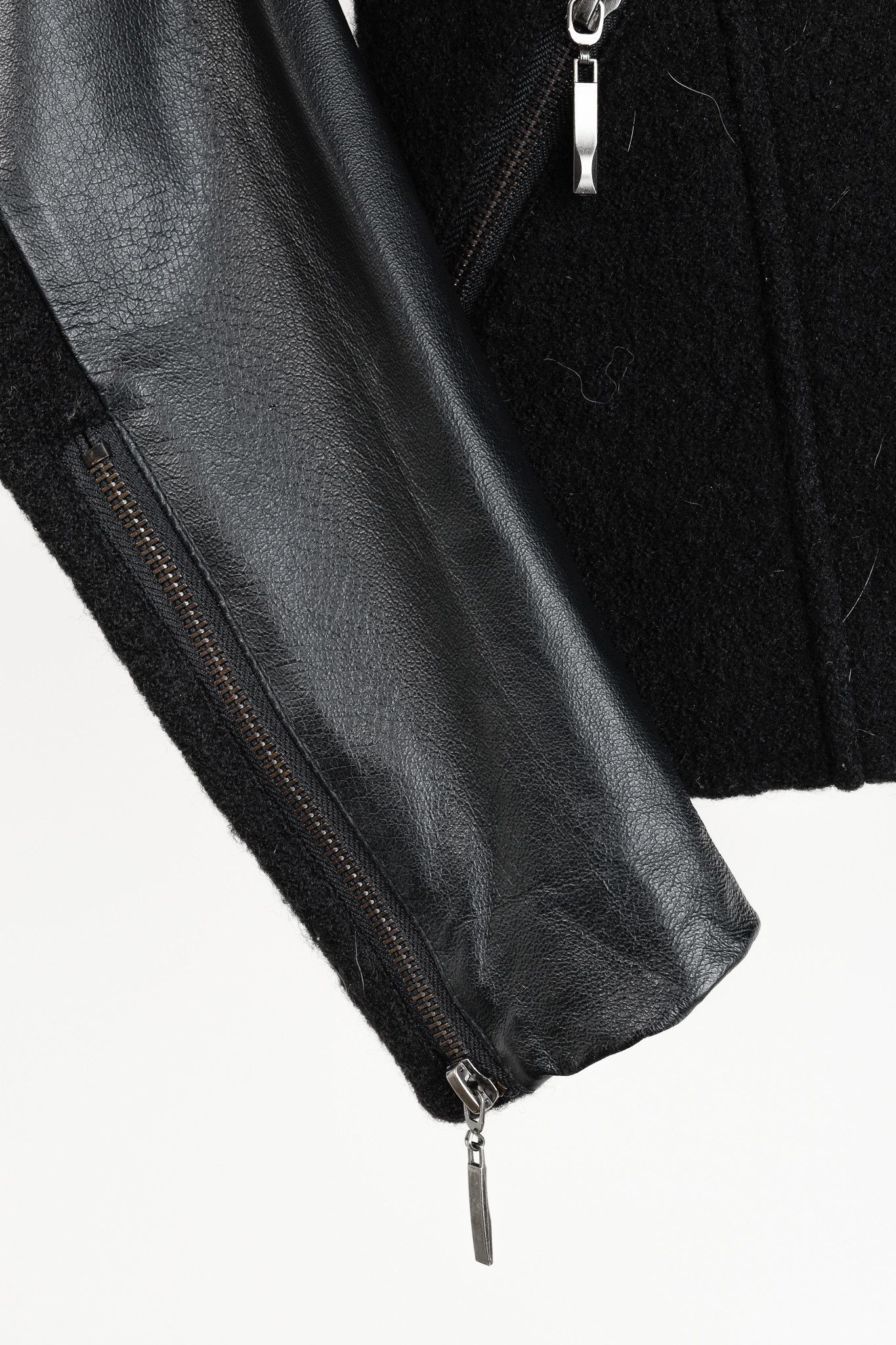 Other Line the Label Black Boiled Wool & Leather Moto Jacket Size S / US 4 / IT 40 - 7 Thumbnail