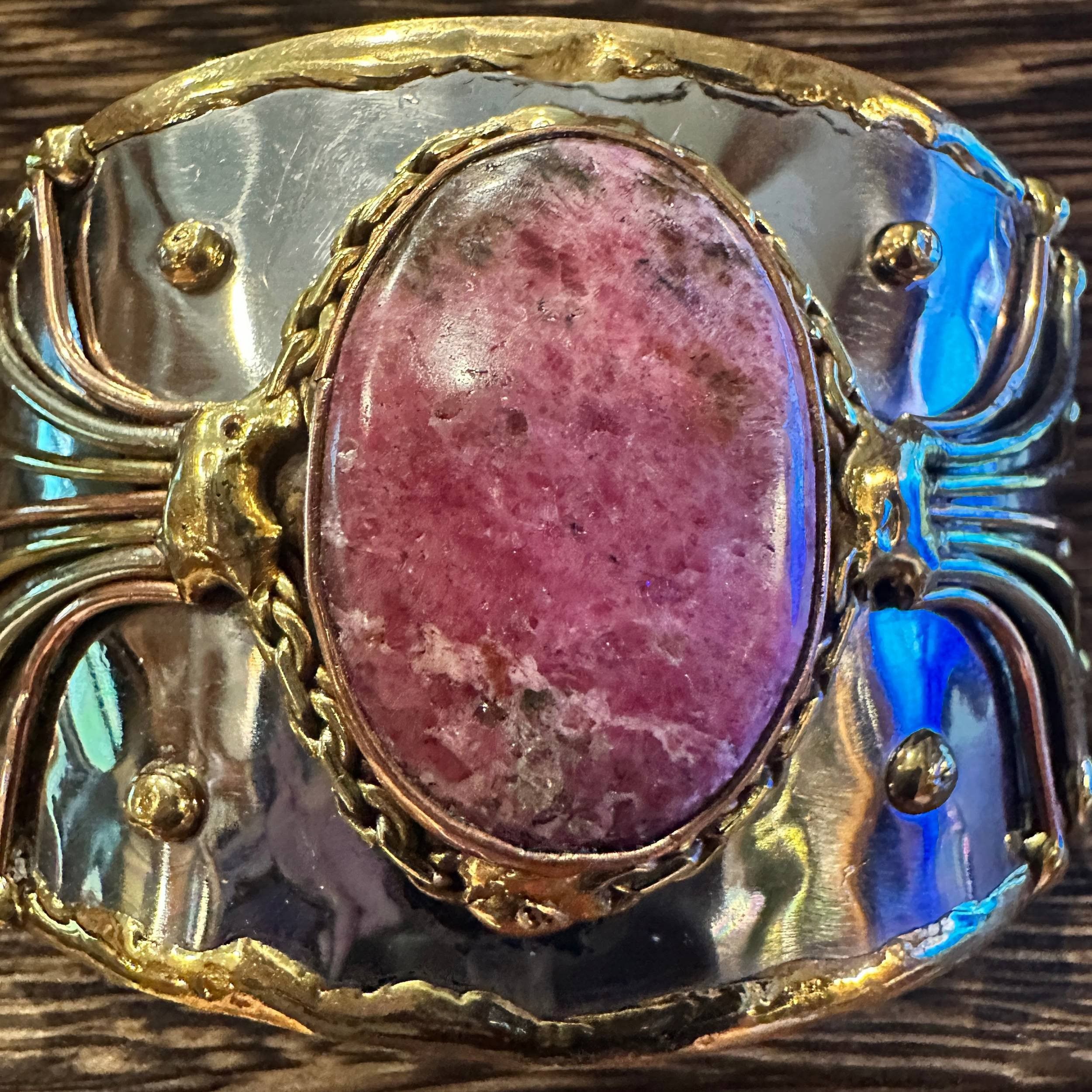 Other Artisan-Made 2-Inch Adjustable Cuff Bracelet with Rhodonite Size ONE SIZE - 2 Thumbnail