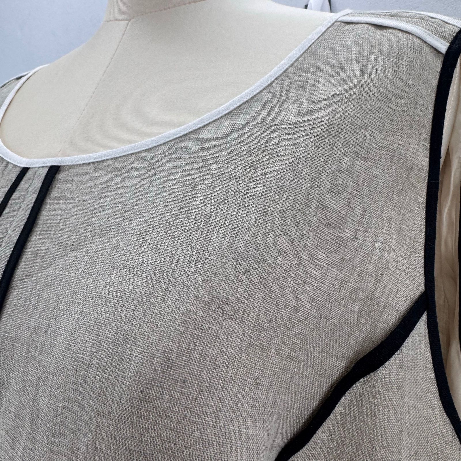 Marina Rinaldi Marina Rinaldi Linen Midi Dress Contrast Seamed PLUS sz 22 Size 3XL / US 20-22 - 3 Thumbnail