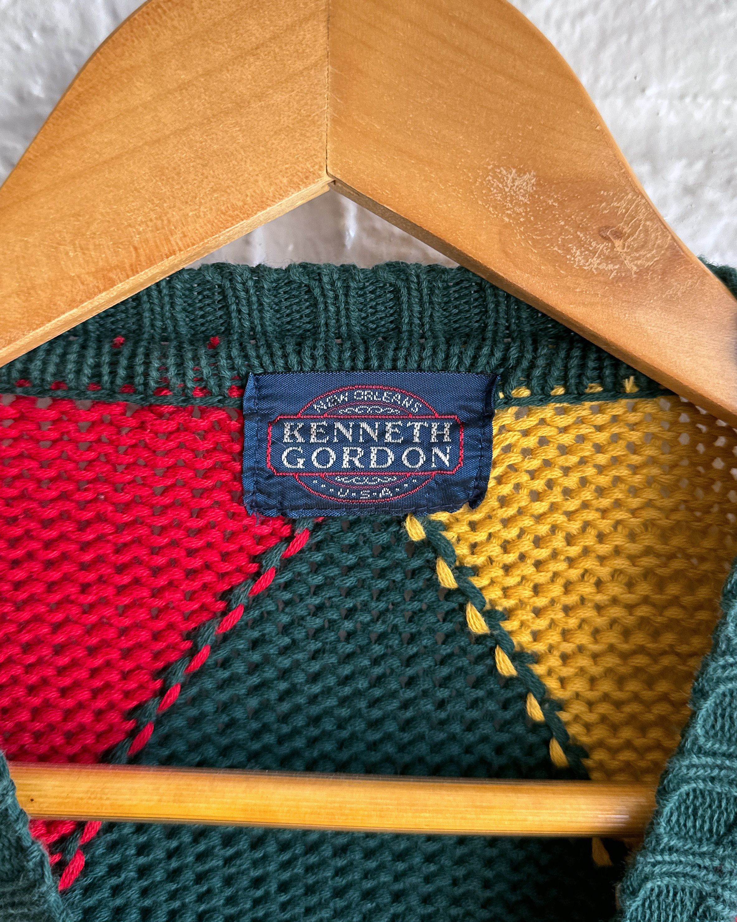 Vintage Vintage 90s Kenneth Gordon Argyle Grandpa Knit Sweater Large Size US L / EU 52-54 / 3 - 2 Thumbnail