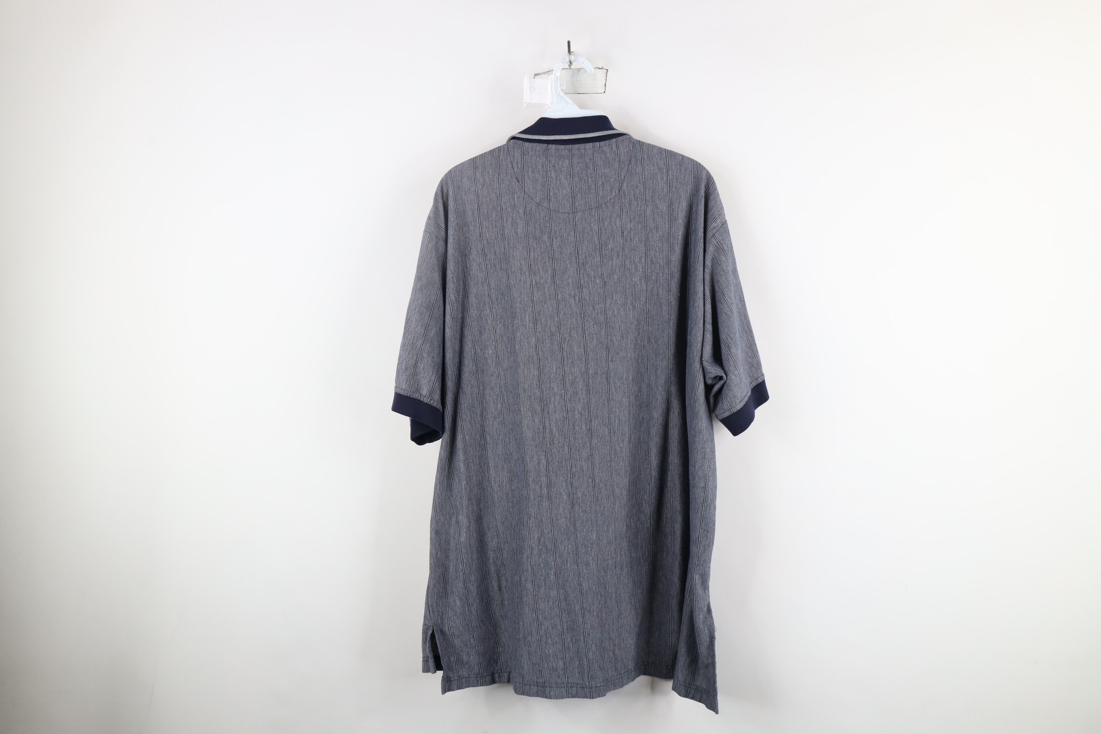Vintage Vintage 90s Streetwear Striped Knit Collared Polo Shirt Blue Size US XXL / EU 58 / 5 - 11 Thumbnail