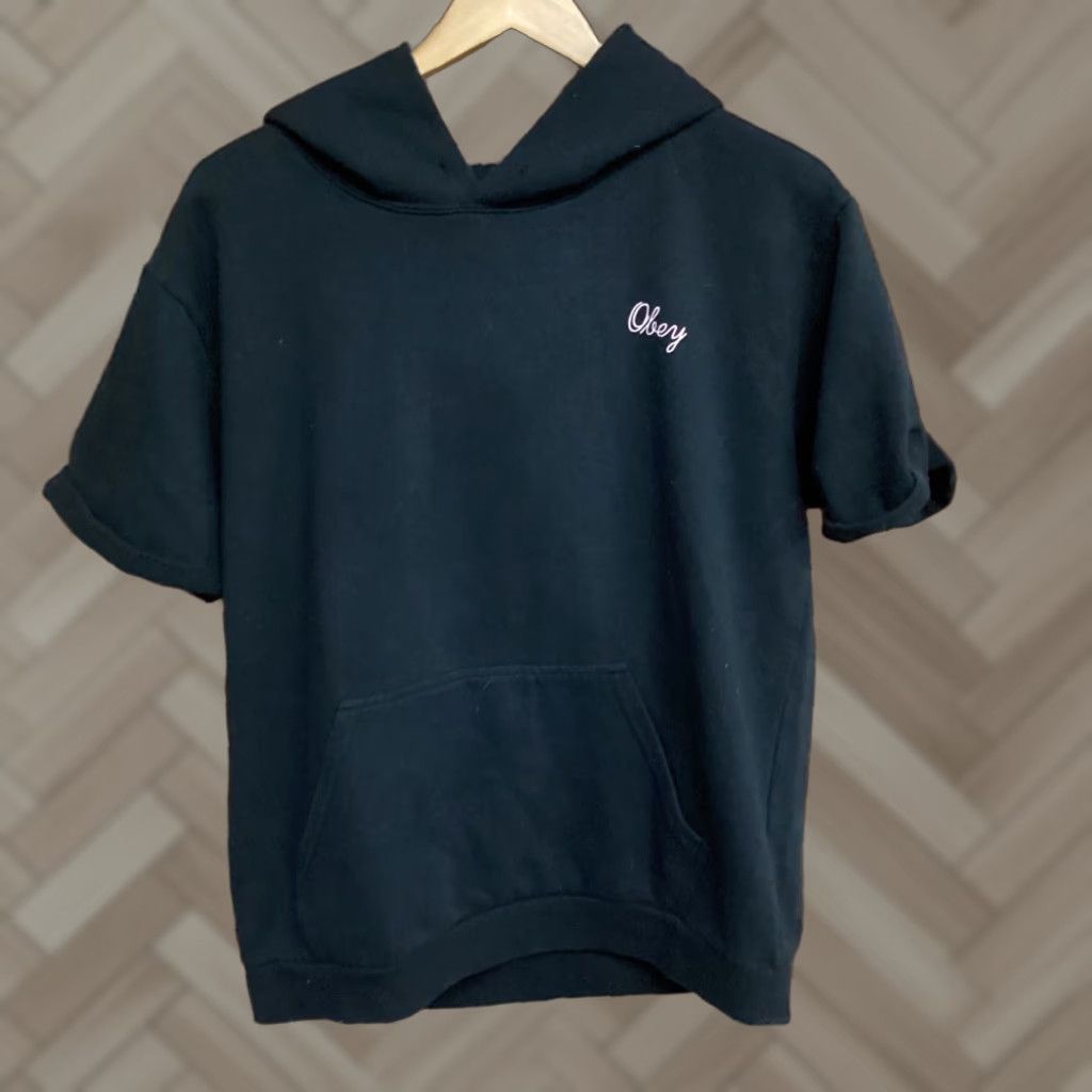 Obey OBEY Mens Black Short Sleeve Hooded Pullover Sweater L Size Pullover Hooded Mens Black Short Sleeve Sweatshirt Size US L / EU 52-54 / 3 - 1 Thumbnail