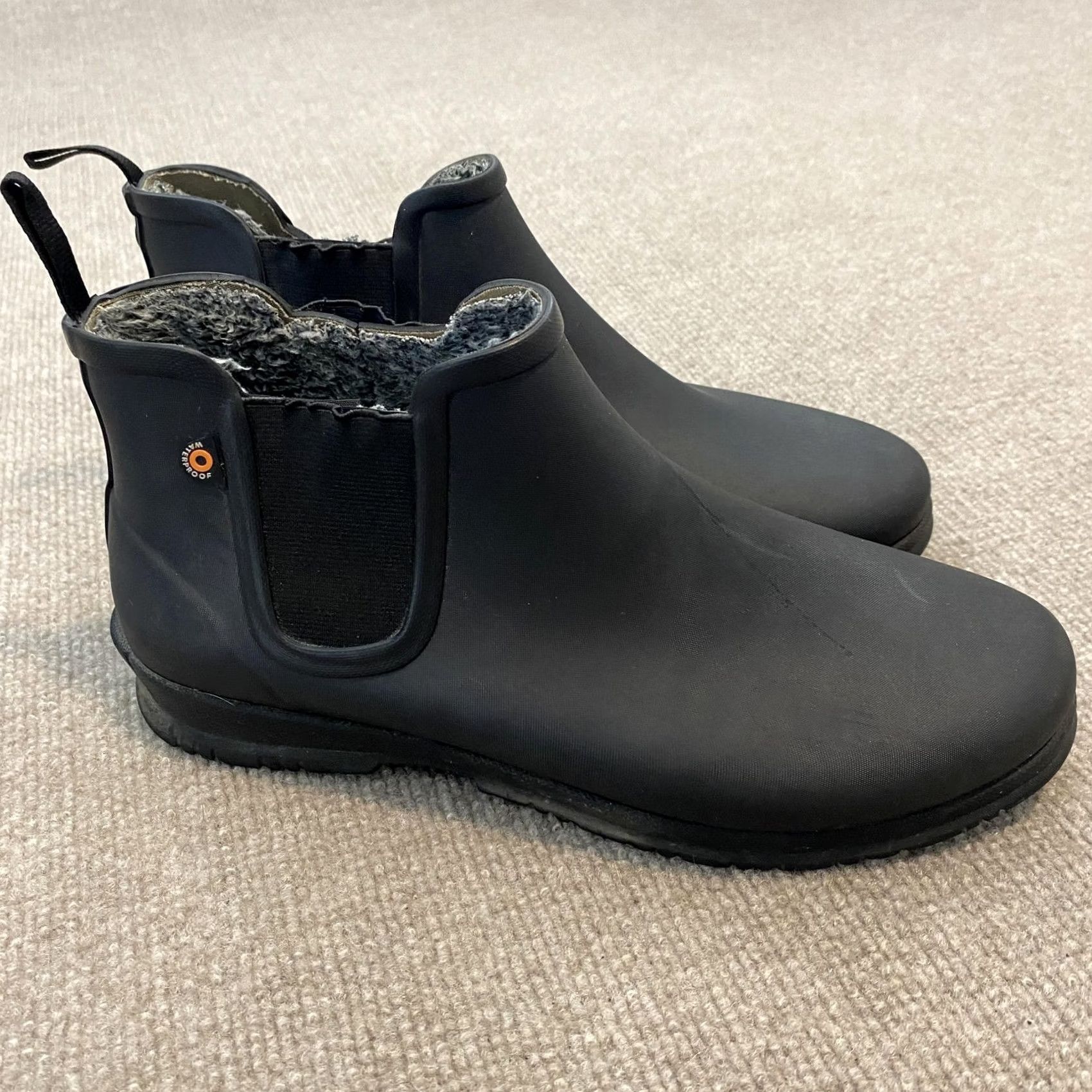 Vintage Bogs Boots Womens Black Rain Size Rubber Faux Fur Ankle Chelsea Size US 10 / IT 40 - 2 Thumbnail