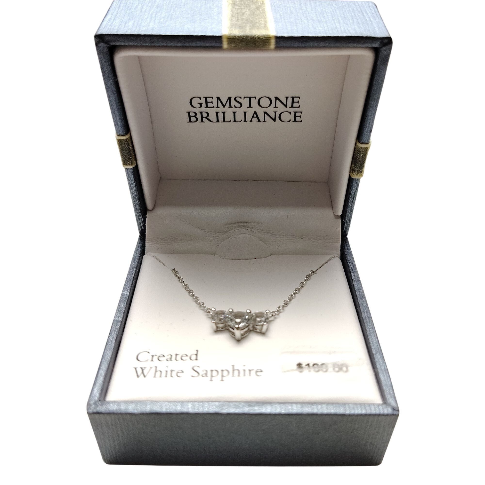 Other Three-Stone Created White Sapphire Necklace In Sterling Silv Size ONE SIZE - 3 Thumbnail