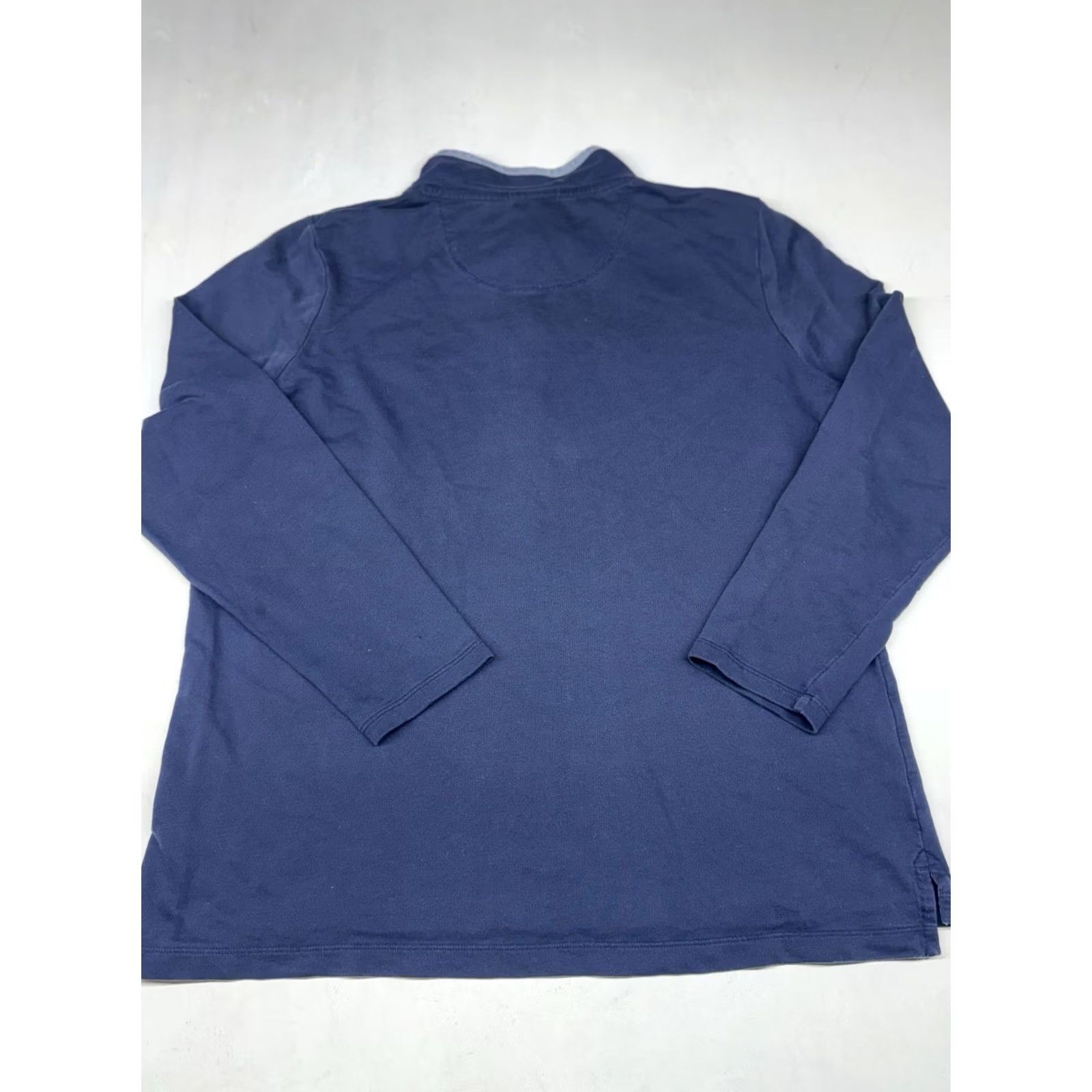 Vintage L.L. Bean Pullover Sweatshirt Shirt XL Navy Blue 1/4 Button Mock Neck Logo Preppy Mens Regular Knit Cotton Size US XL / EU 56 / 4 - 6 Thumbnail